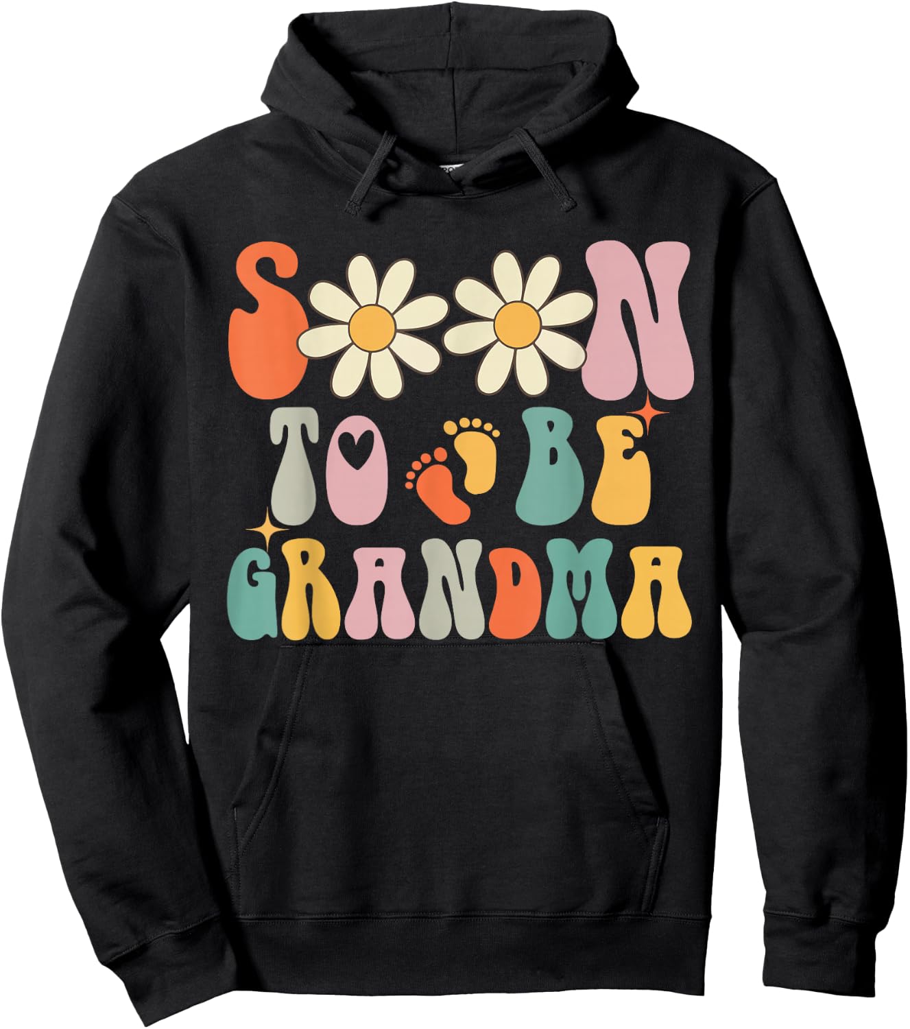 Soon To Be Grandma, Groovy Retro First Time Grandma Women Hoodie - Hoodie | Black