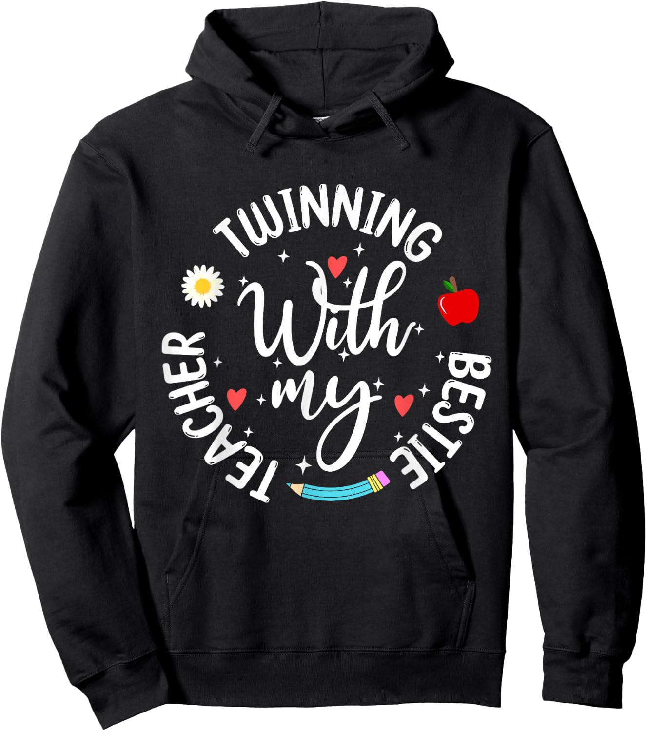 Twinning With My Bestie Teacher Boy Spirit Week Twin Day Hoodie - Hoodie | Black