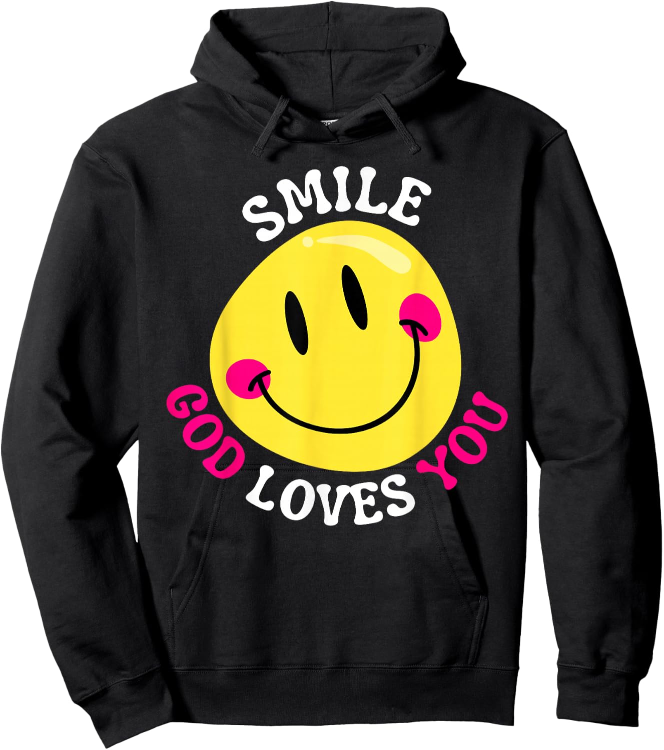 Smile God Loves You Happy Faith Love Jesus Christ VBS Cute Hoodie - Hoodie | Black
