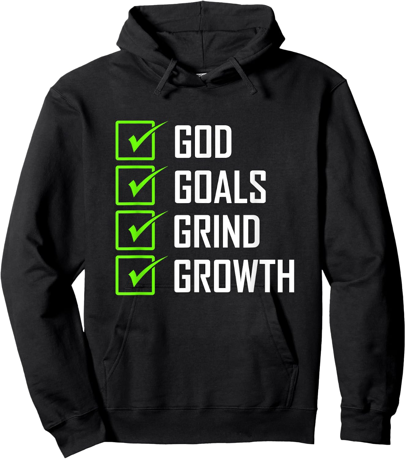 Green Color Goals Grind Growth Green Graphic Hoodie - Hoodie | Black