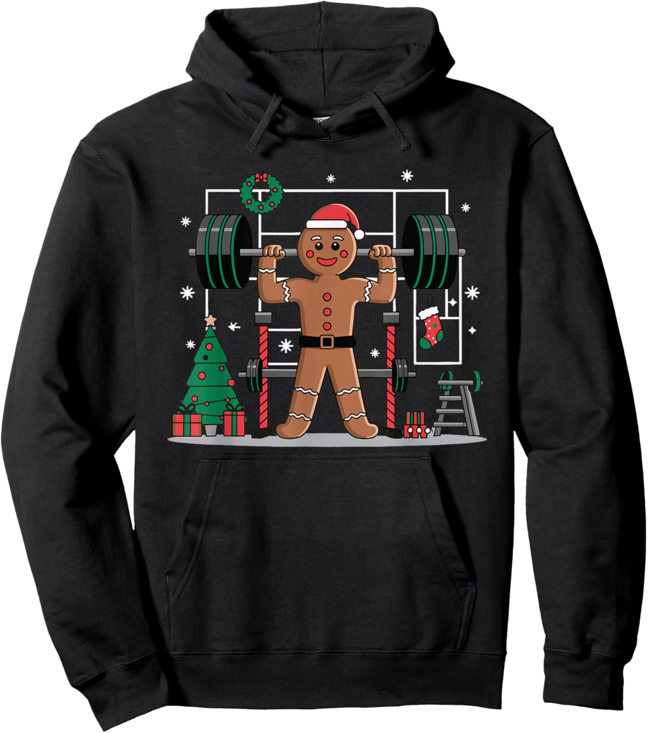 Gingerbread Weightlifting Workout Bodybuilding Hoodie - Hoodie | Black