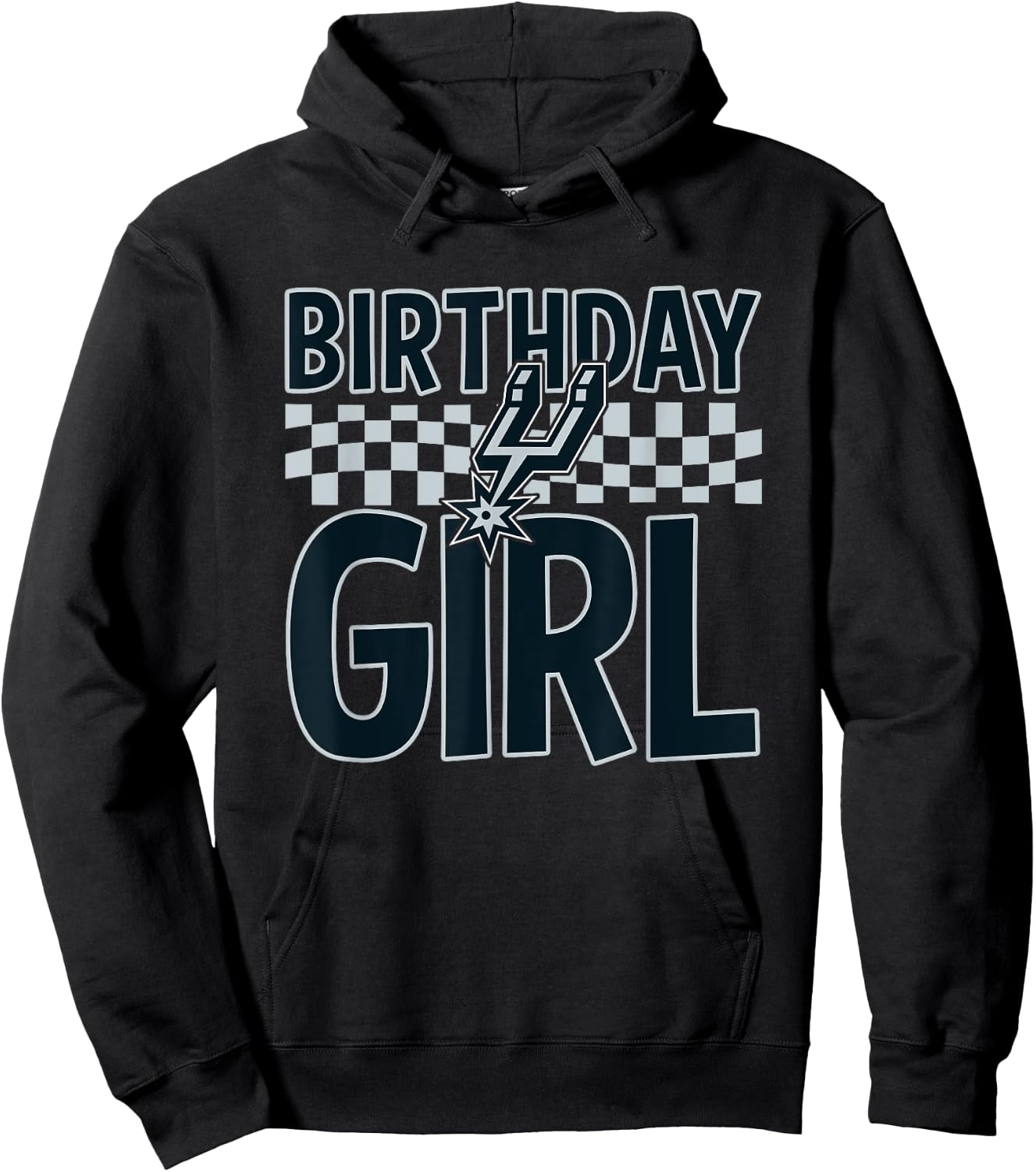 NBA San Antonio Spurs Birthday Girl Checkered Logo Hoodie - Hoodie | Black
