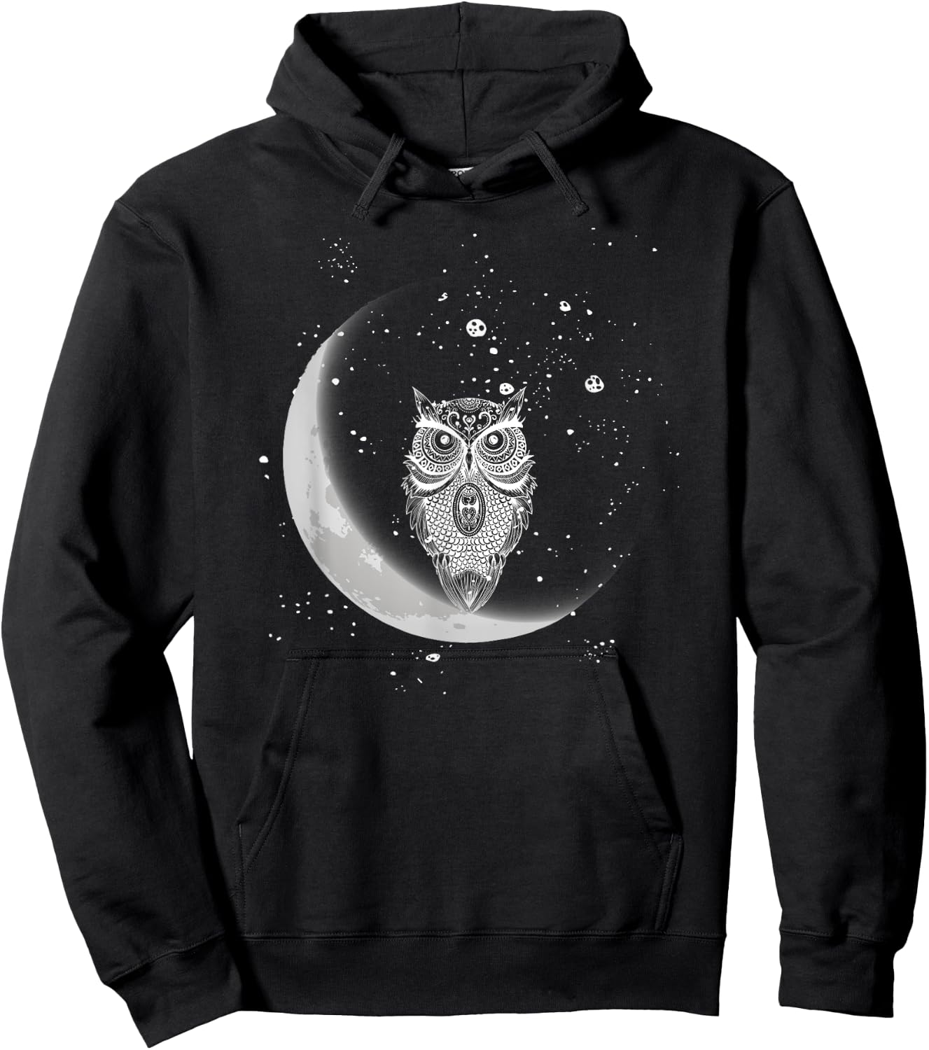 Owls Night Owls Owl At Night On Moon In Night Sky Hoodie - Hoodie | Black