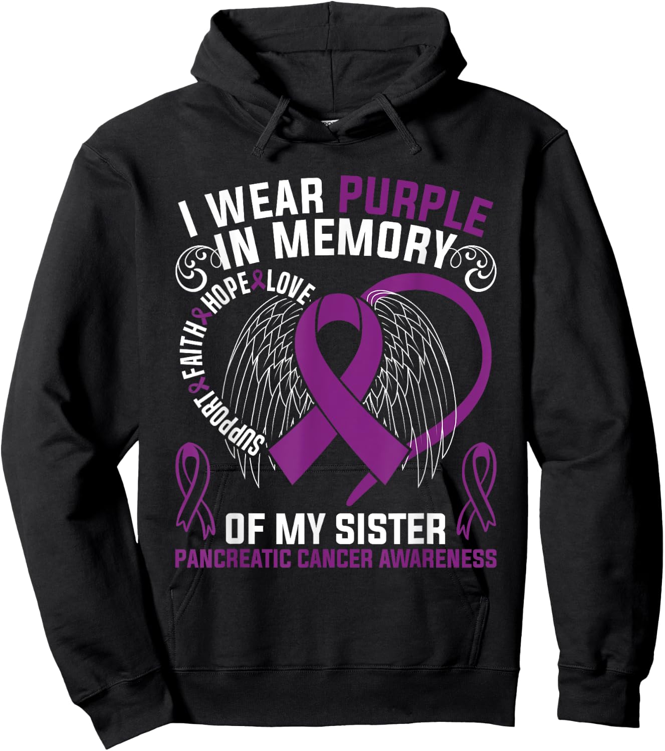I Wear Purple In Memory Of My Sister Pancreatic Cancer Aware Hoodie - Hoodie | Black