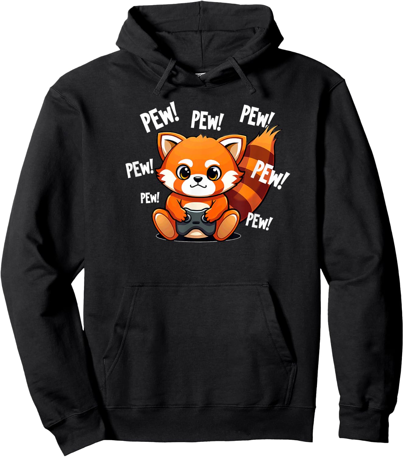 Kawaii Red Panda Playing Video Game Hoodie - Hoodie | Black