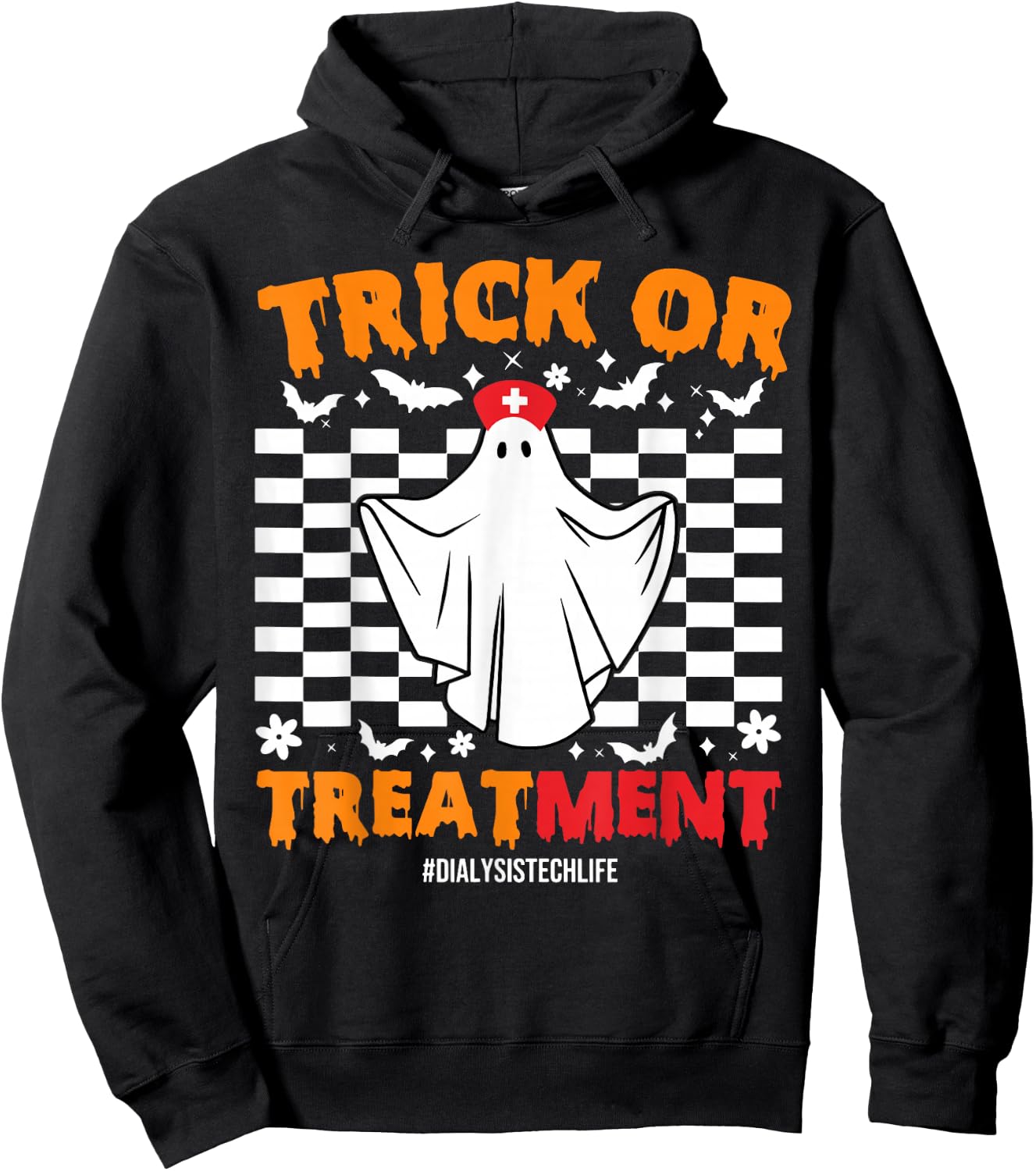 Trick Or Treatment Dialysis Technician Life Ghost Halloween Hoodie - Hoodie | Black