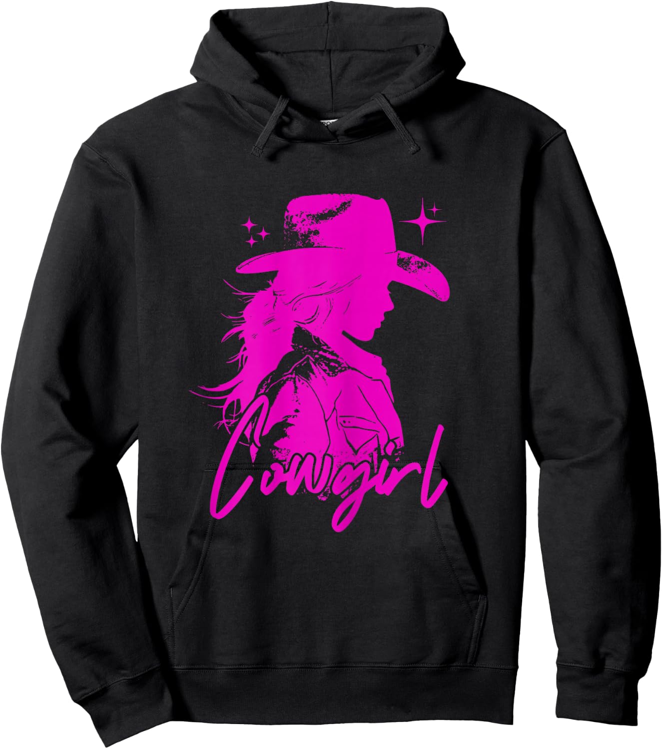 Pink Cute Cowgirl Disco Rodeo Outfit Country Coastal Preppy Hoodie - Hoodie | Black