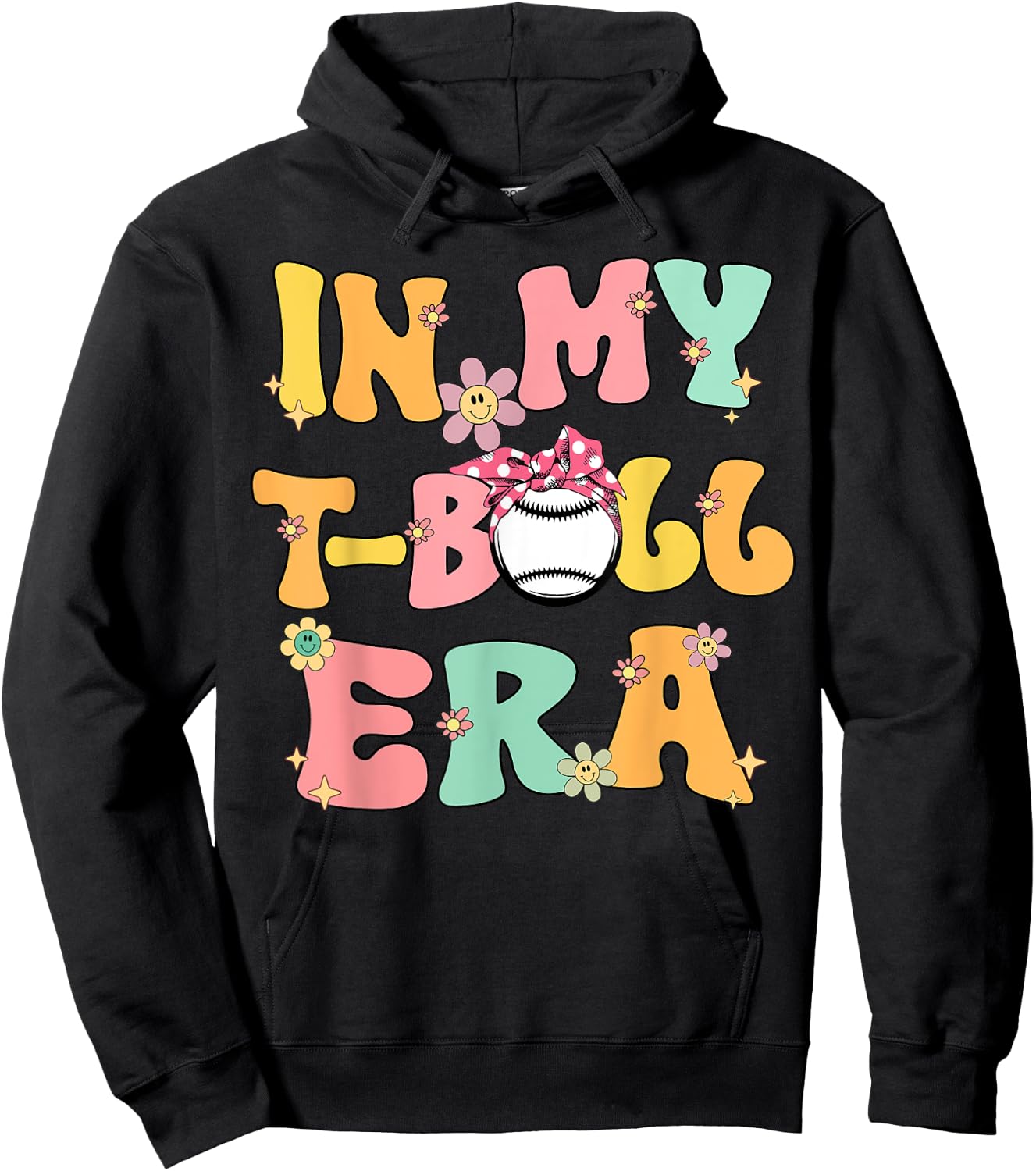 In My Tball Era Retro Groovy T ball ball Kids Girl Boy Hoodie - Hoodie | Black