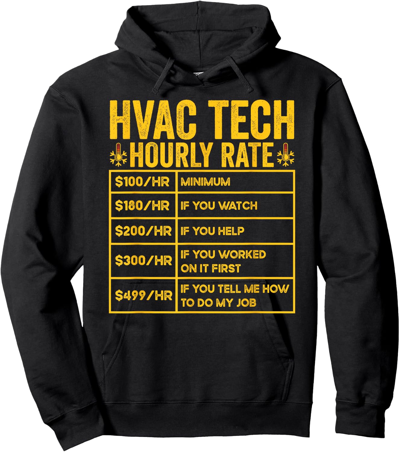 HVAC Tech Hourly Rate HVAC Technician Repairman Hoodie - Hoodie | Black