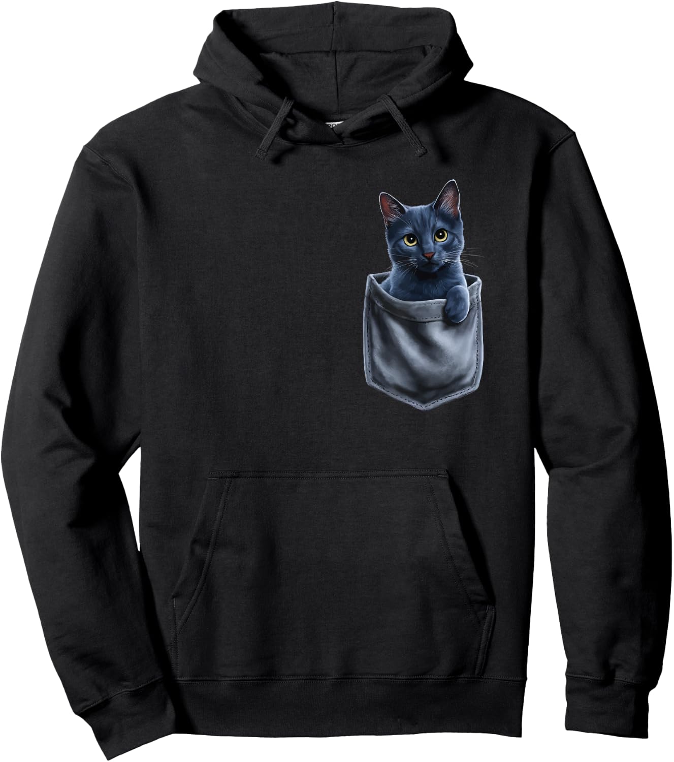 Russian Blue Cat In Pocket Men Women Kids Hoodie - Hoodie | Black