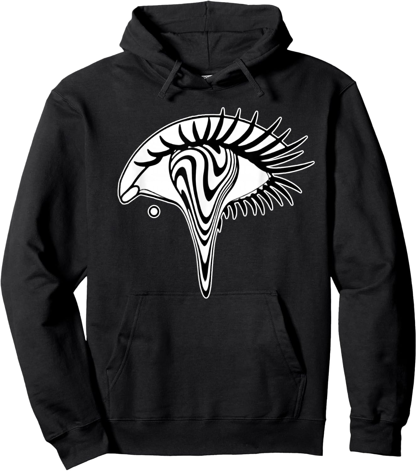 Trippy Eye Blackwork Minimal Hoodie - Hoodie | Black