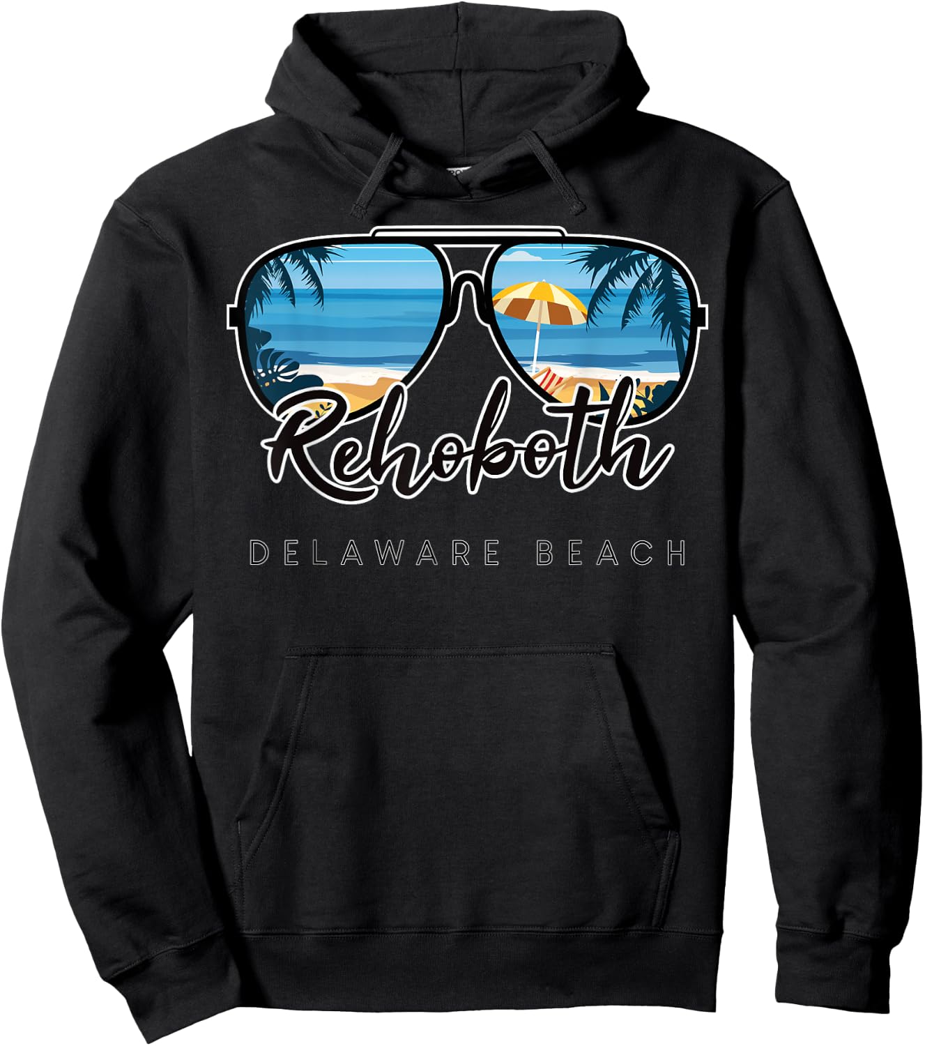 Rehoboth Beach Delaware Palm Tree Sunglasses Souvenir Men Women Kids Hoodie - Hoodie | Black