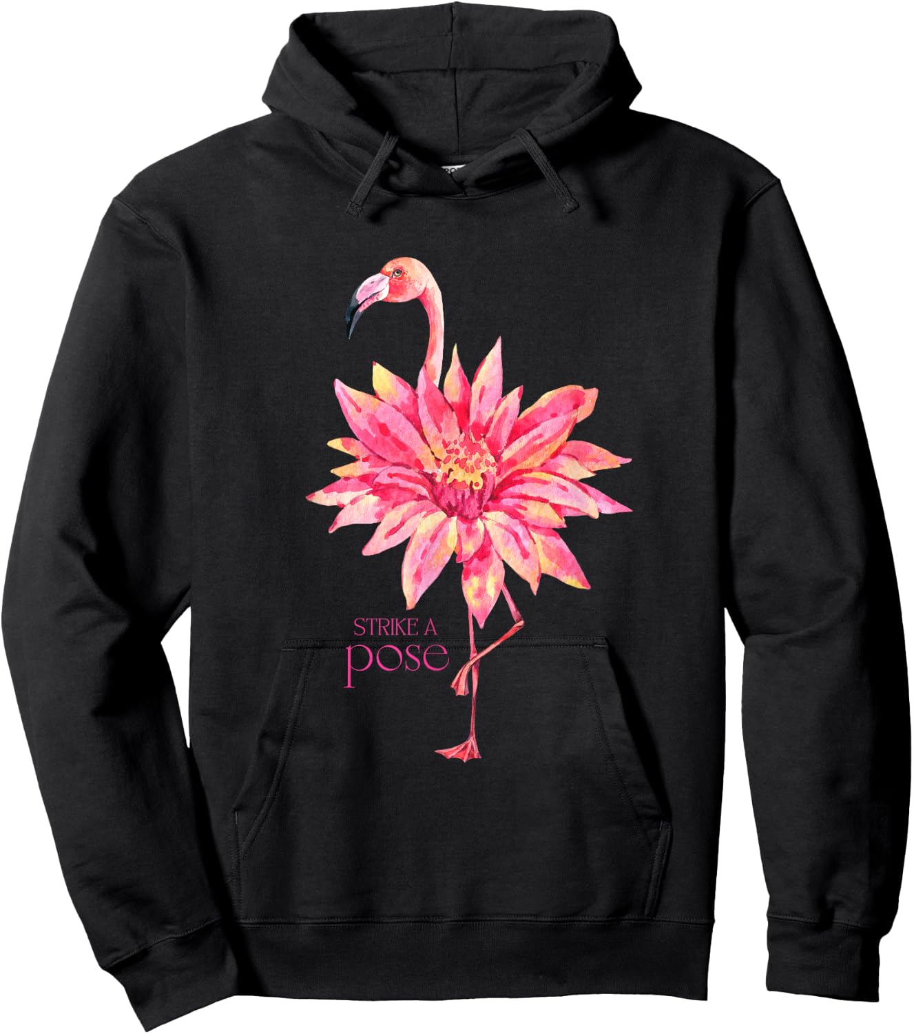 Pink Flamingo Strike a Pose Hoodie - Hoodie | Black