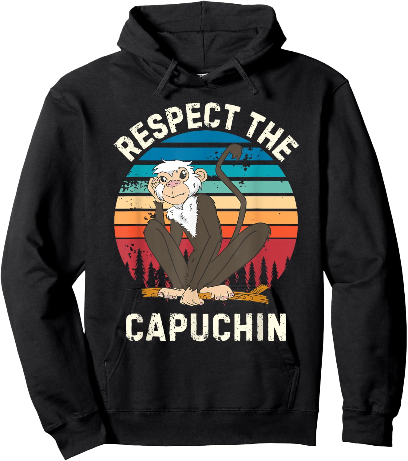 Retro Respect The Capuchin Vintage Capuchin MonkeyLover Hoodie - Hoodie | Black