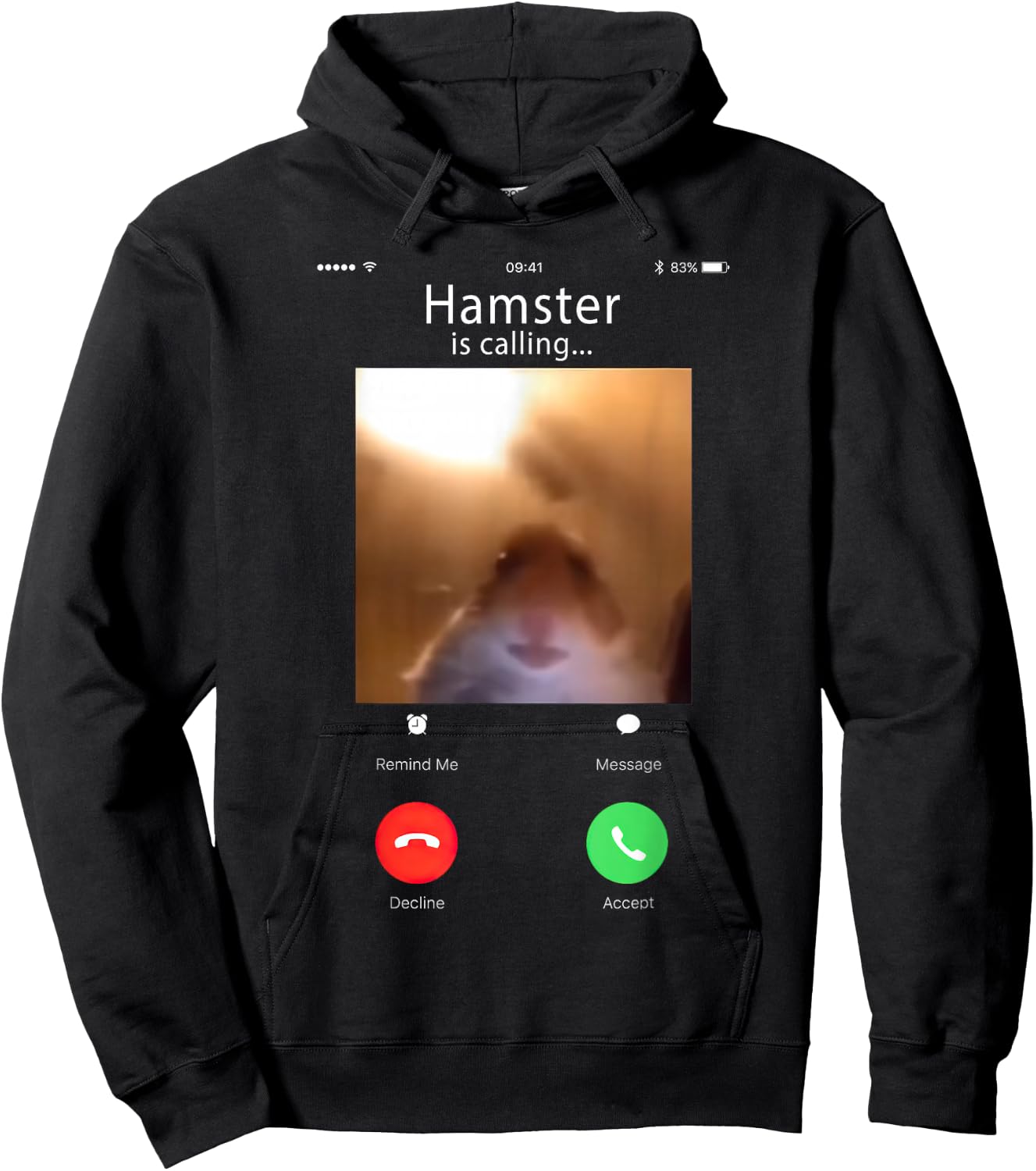 dank Meme Hamster Staring Front Camera Hamster Calling Hoodie - Hoodie | Black