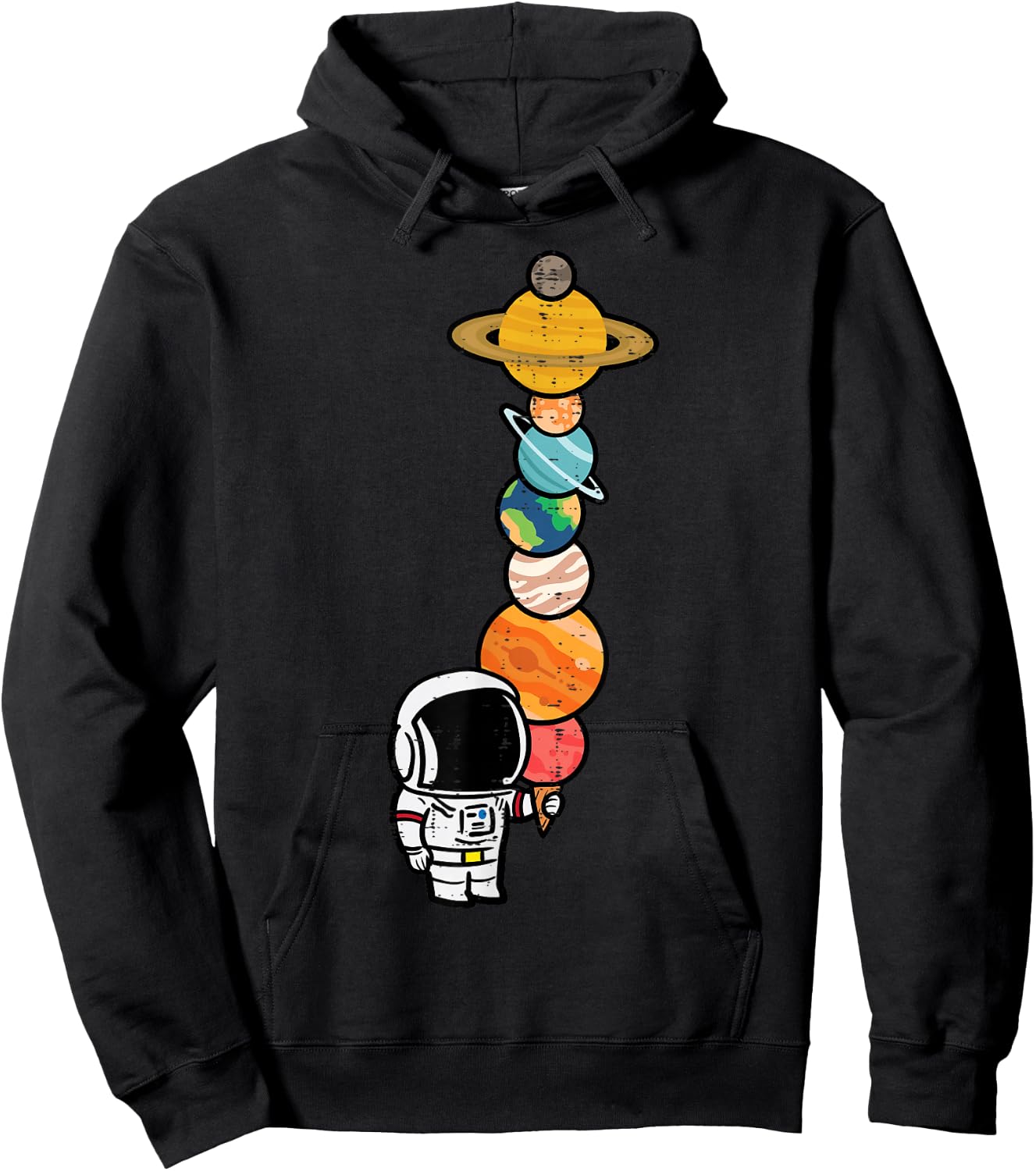 Astronaut Ice Cream Planets Space Boys Girls Kids Women Men Hoodie - Hoodie | Black