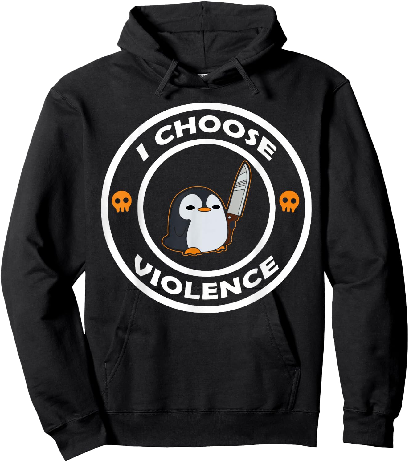 I Choose Violence Funny Animals Cute Penguin Hoodie - Hoodie | Black
