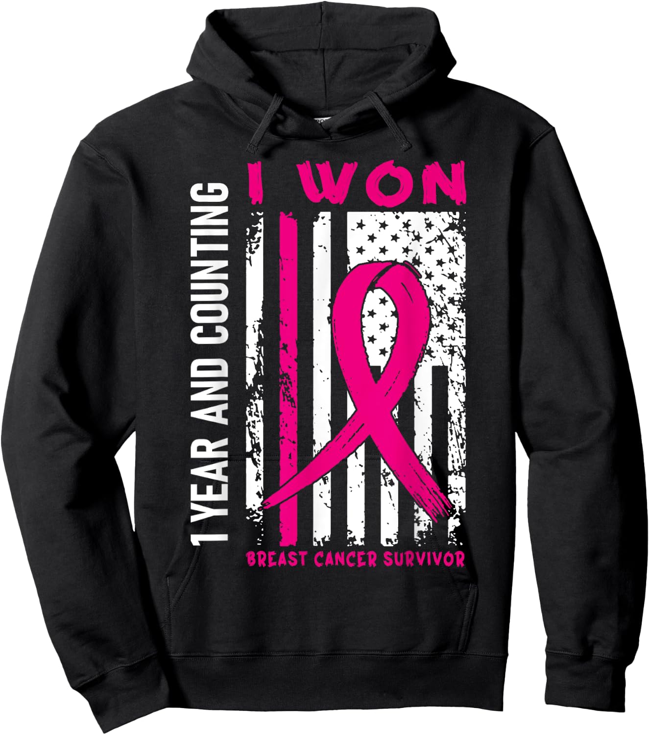 I Won Breast Cancer Survivor 1 Year Anniversary Counting Hoodie - Hoodie | Black