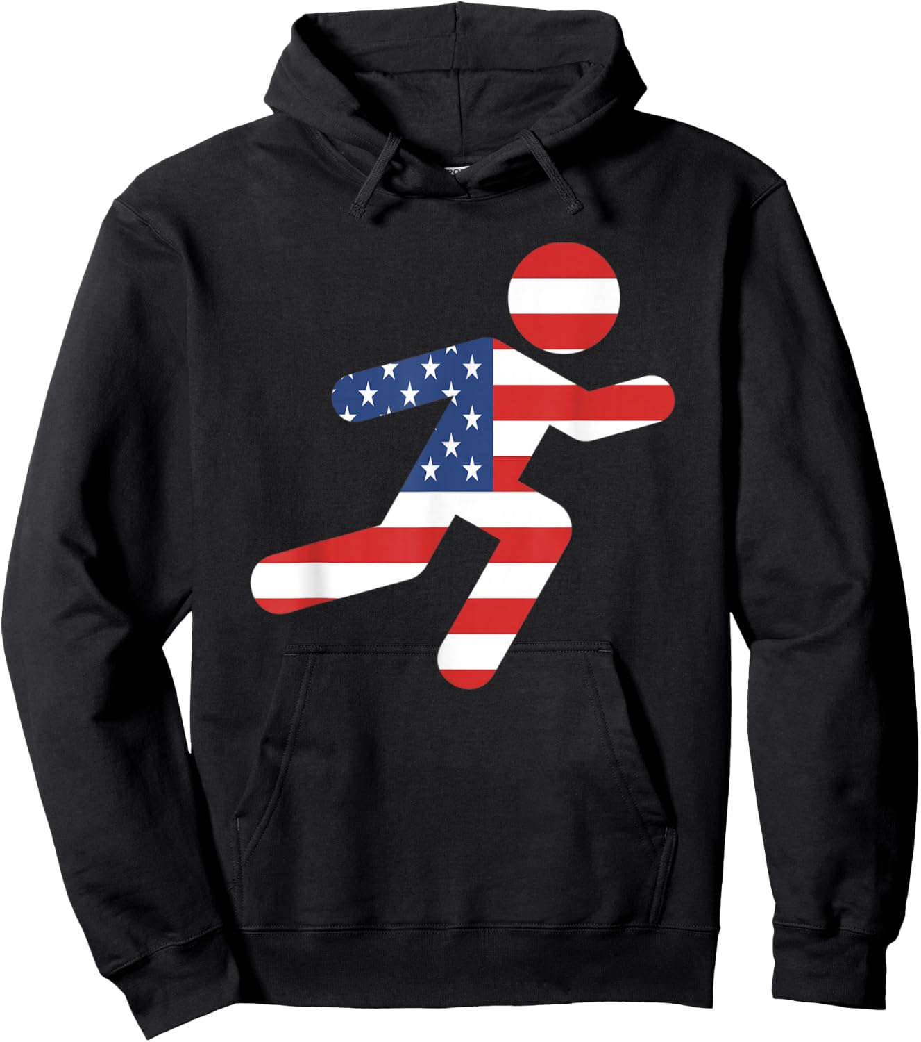 Red White and Blue Patriotic Runner Running Man - USA Hoodie - Hoodie | Black