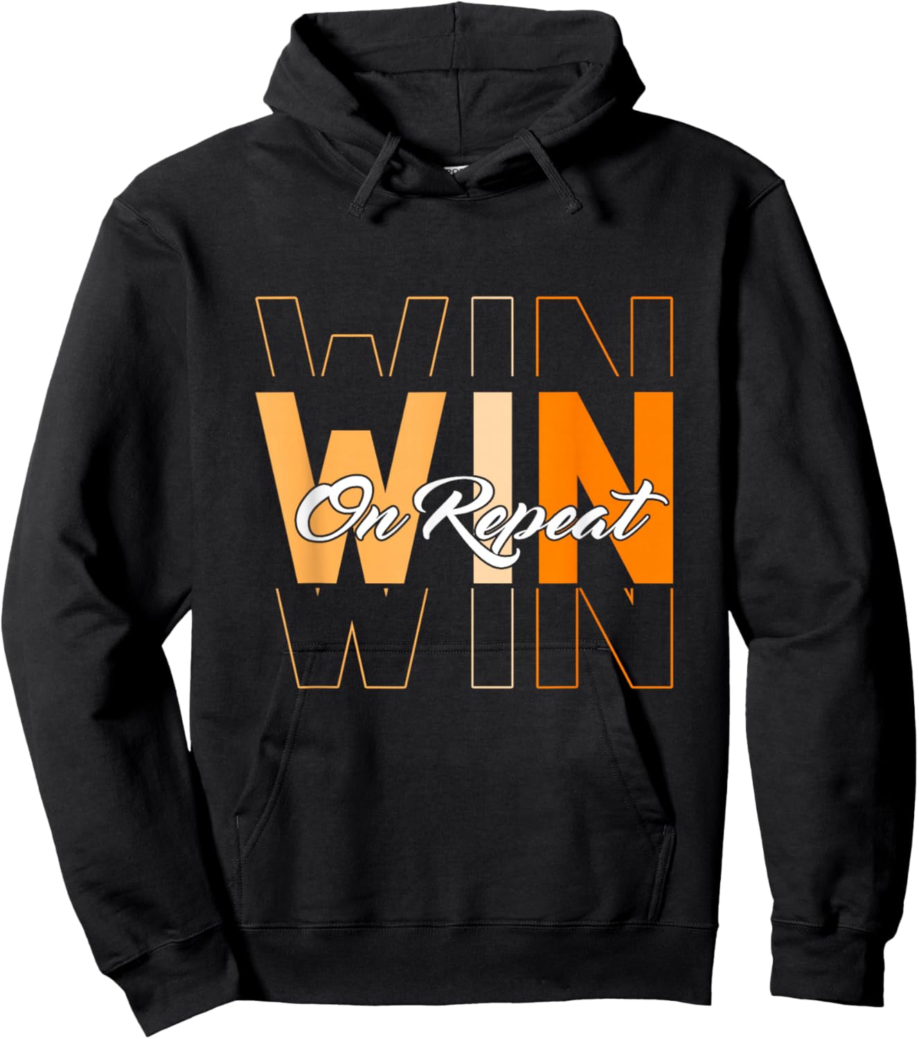 Orange Win On Repeat Orange Color Graphic Hoodie - Hoodie | Black