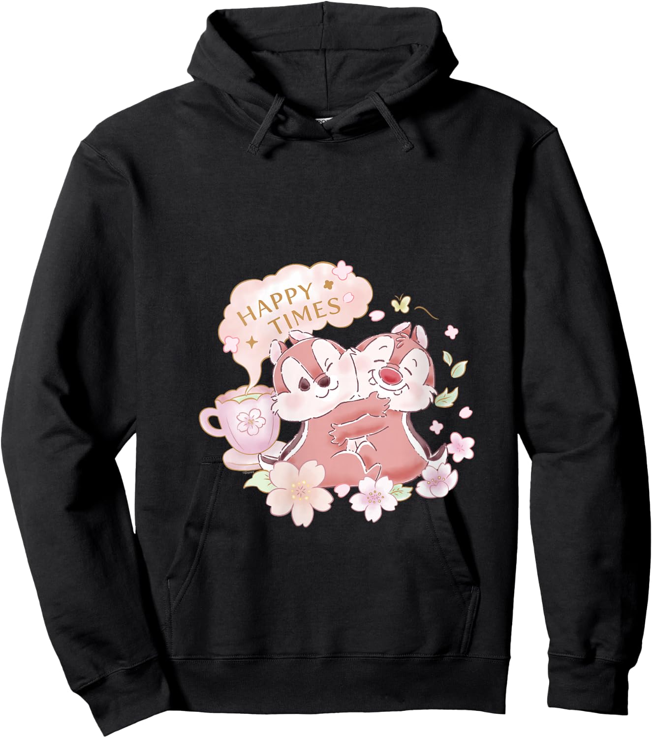 Disney Chip 'n Dale Happy Times Sakura Spring Cherry Blossom V-Neck Hoodie - Hoodie | Black
