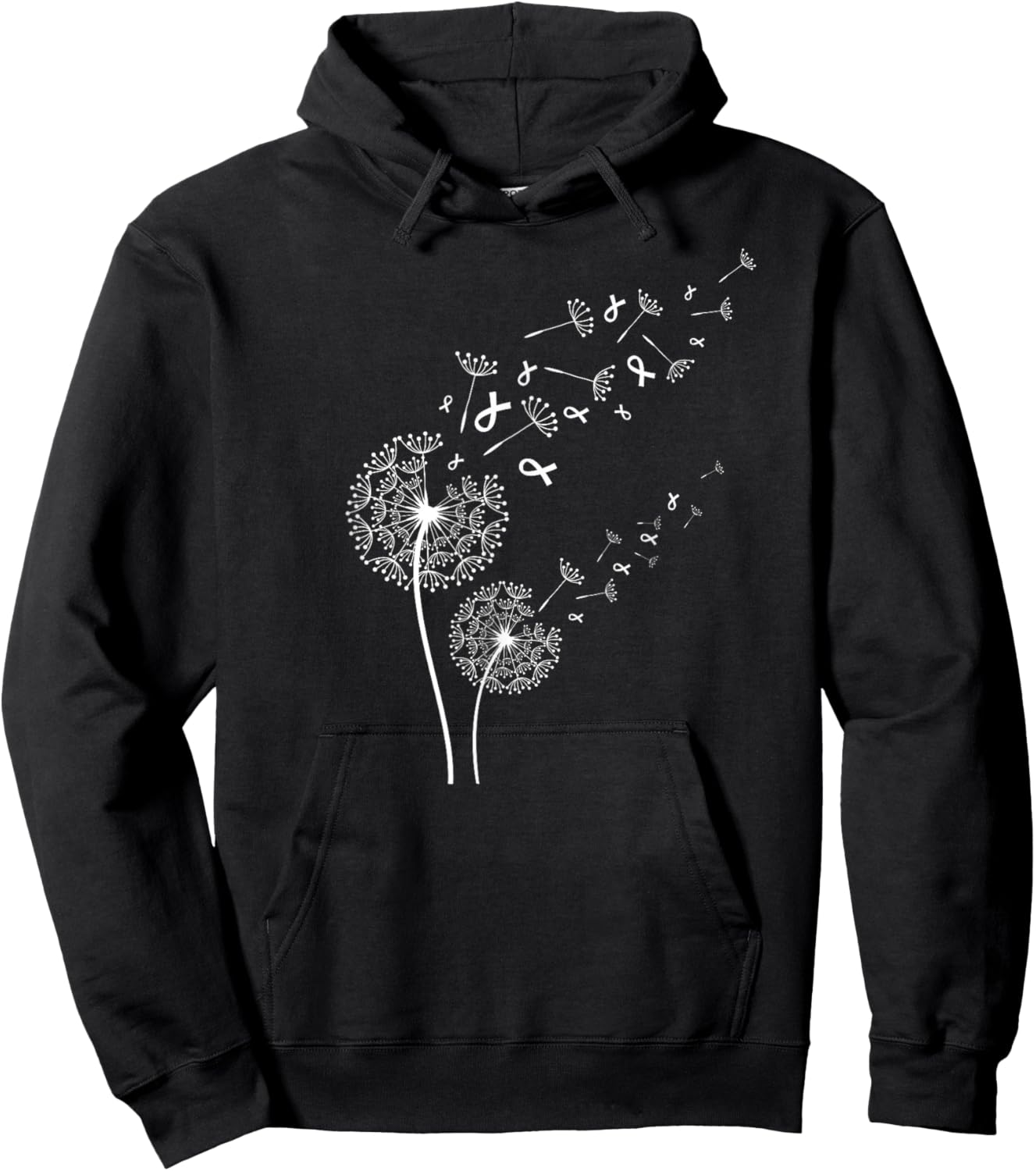 Dandelion Lung Cancer Awareness Month White Ribbons Hoodie - Hoodie | Black