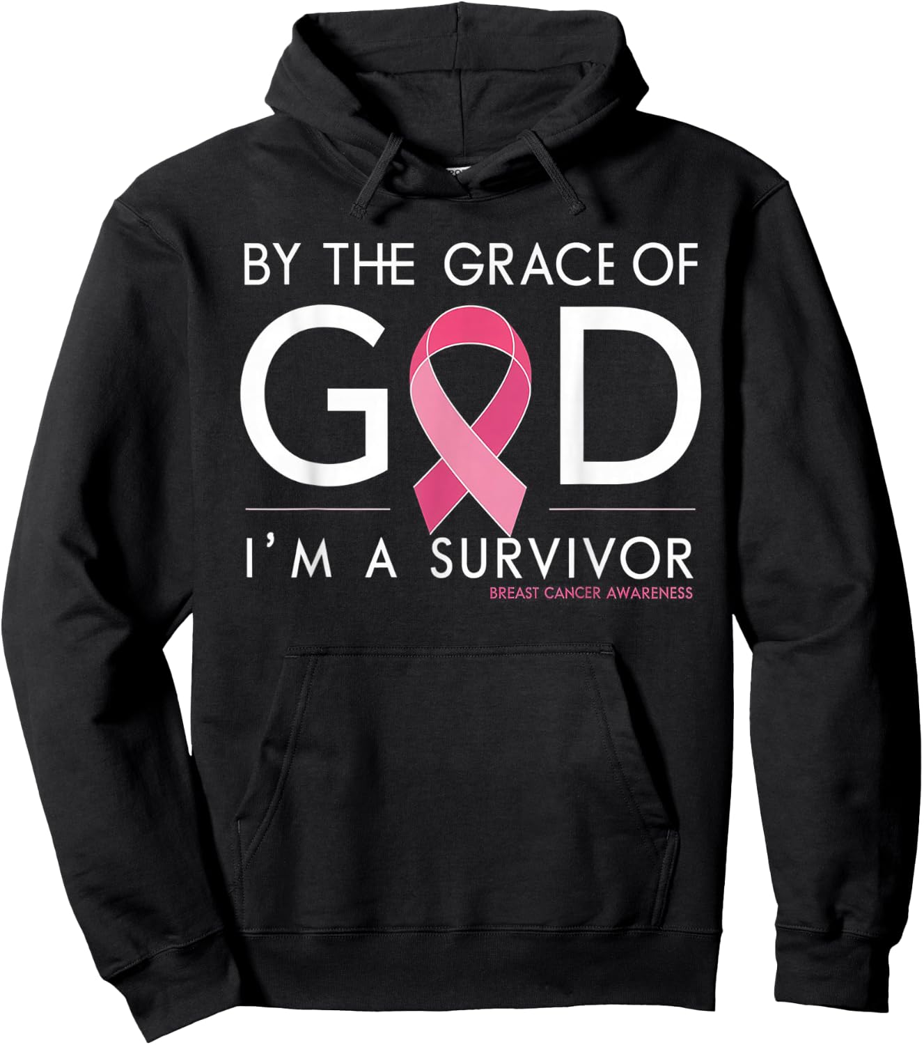 By The Grace of God I'm a Survivor Breast Cancer Survivor Hoodie - Hoodie | Black