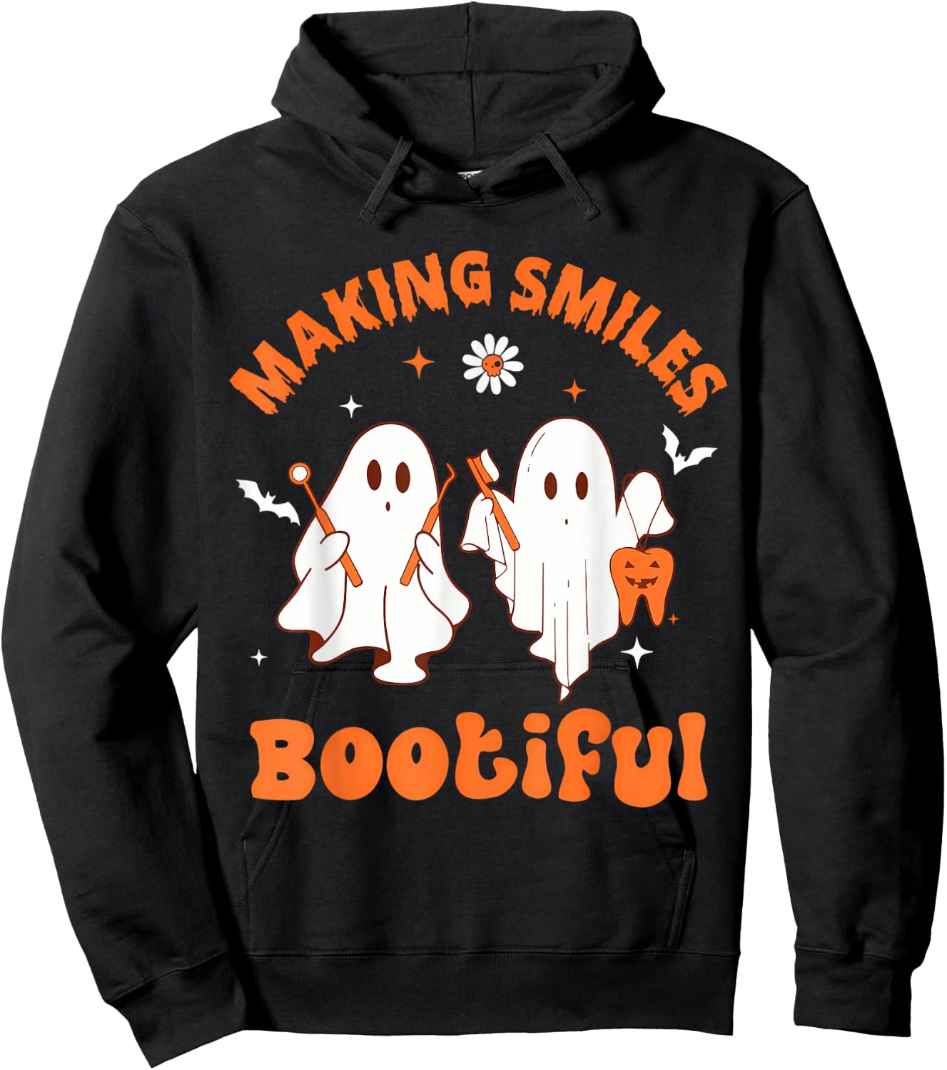 Making Smiles Bootiful Funny Ghost Dentist Halloween Dental Hoodie - Hoodie | Black
