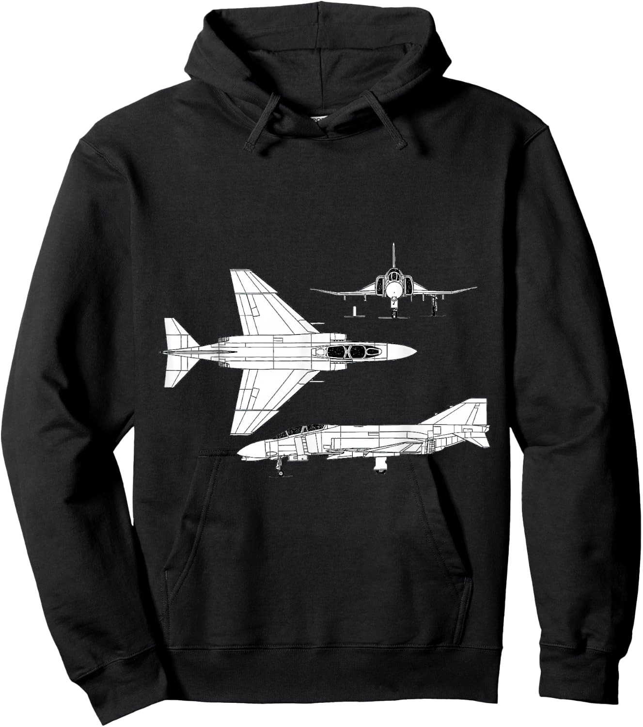 McDonnell Douglas F-4 Phantom II Blueprint Aircraft Hoodie - Hoodie | Black