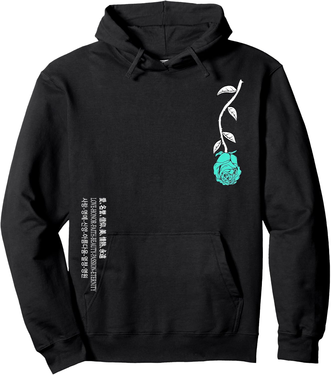 Light Teal Aqua A Rose Is Never Lost Light In Translation Hoodie - Hoodie | Black