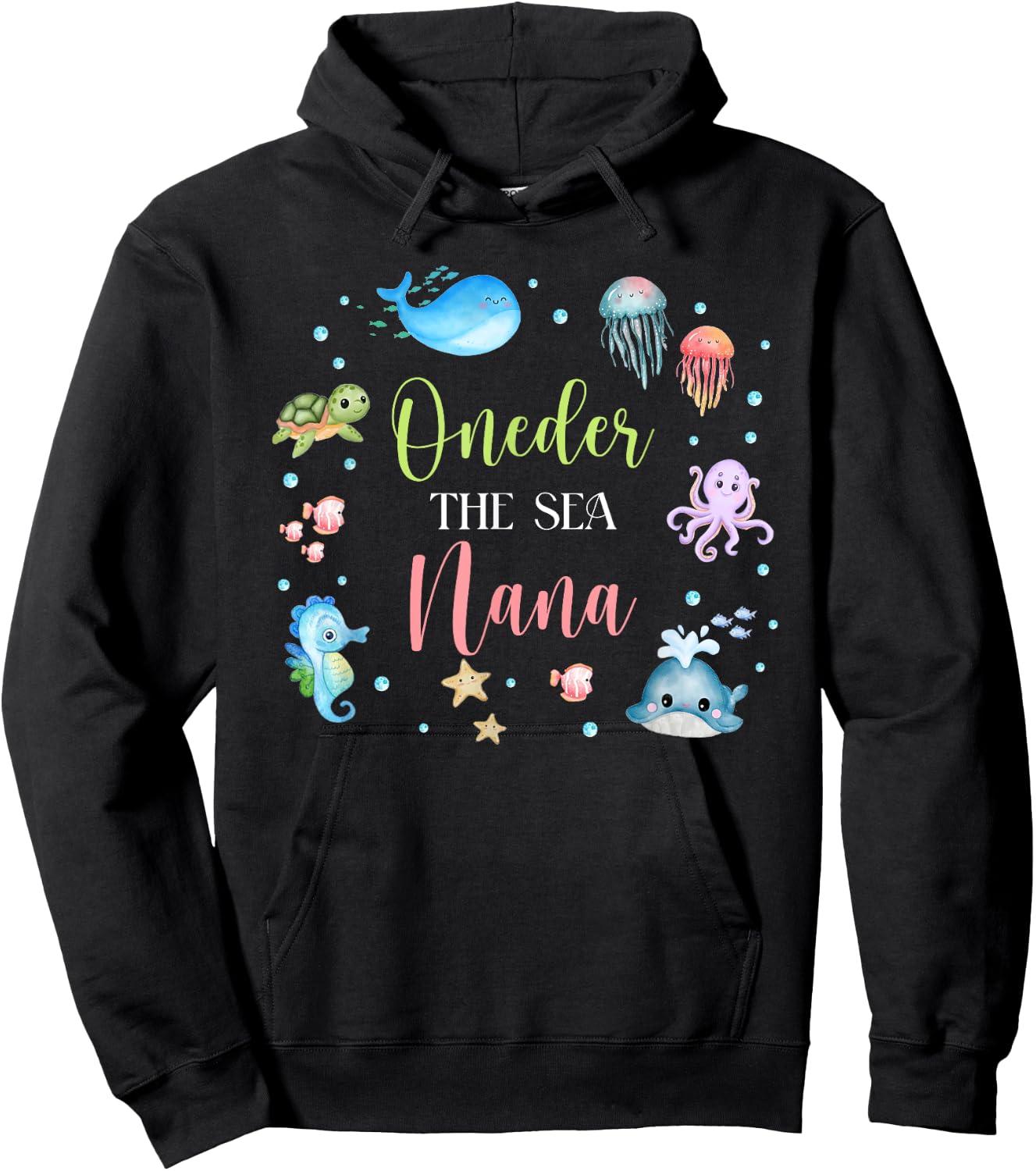 Nana Under Sea Birthday Party Ocean Sea Animals Themed Hoodie - Hoodie | Black