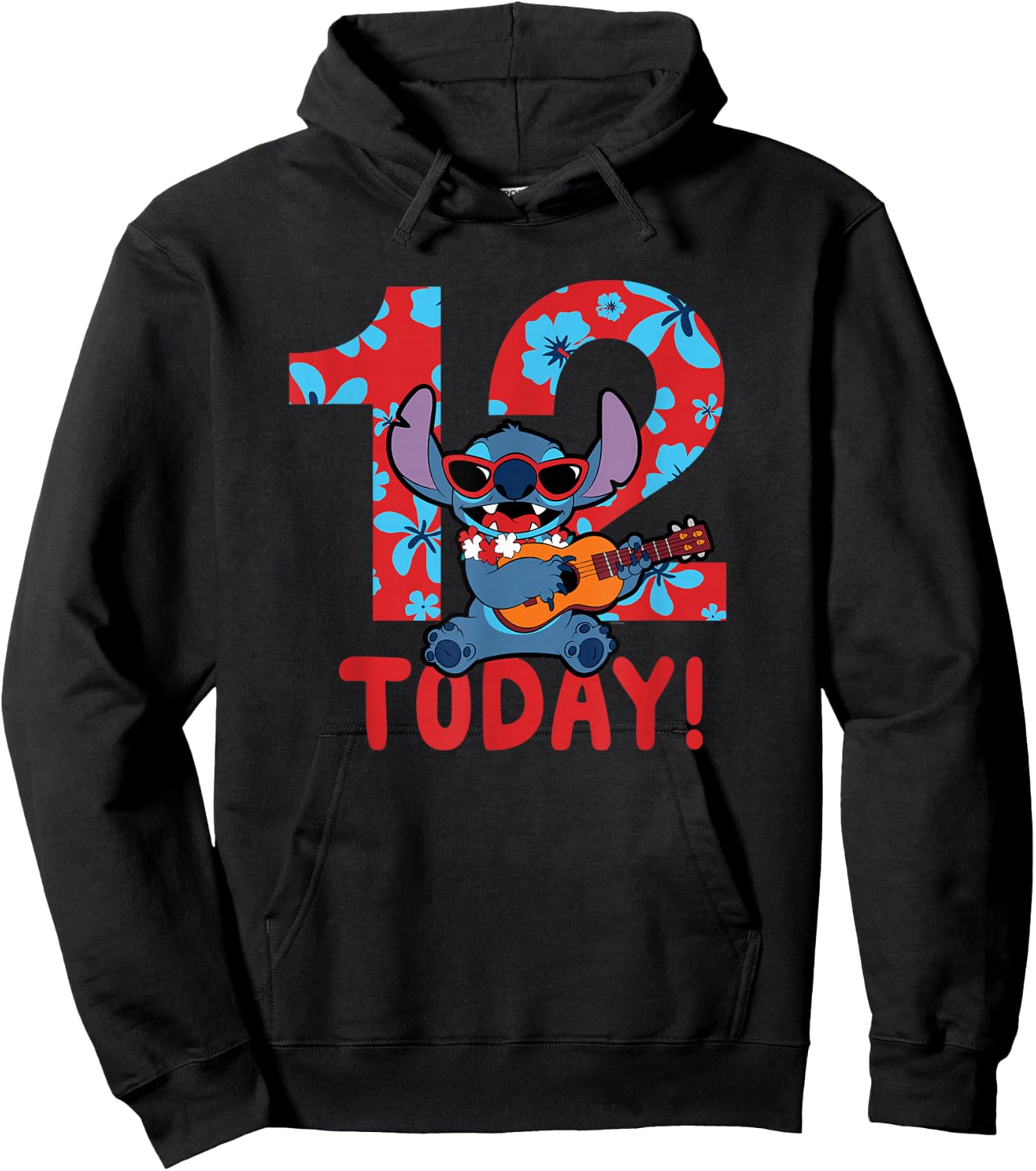 Disney Lilo & Stitch Tropical Birthday 12 Years Old Today Hoodie - Hoodie | Black
