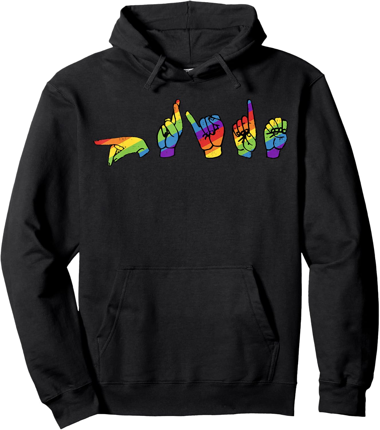 Funny Pride Sign Language Rainbow Lesbian Gay LGBTQ ASL Hoodie - Hoodie | Black