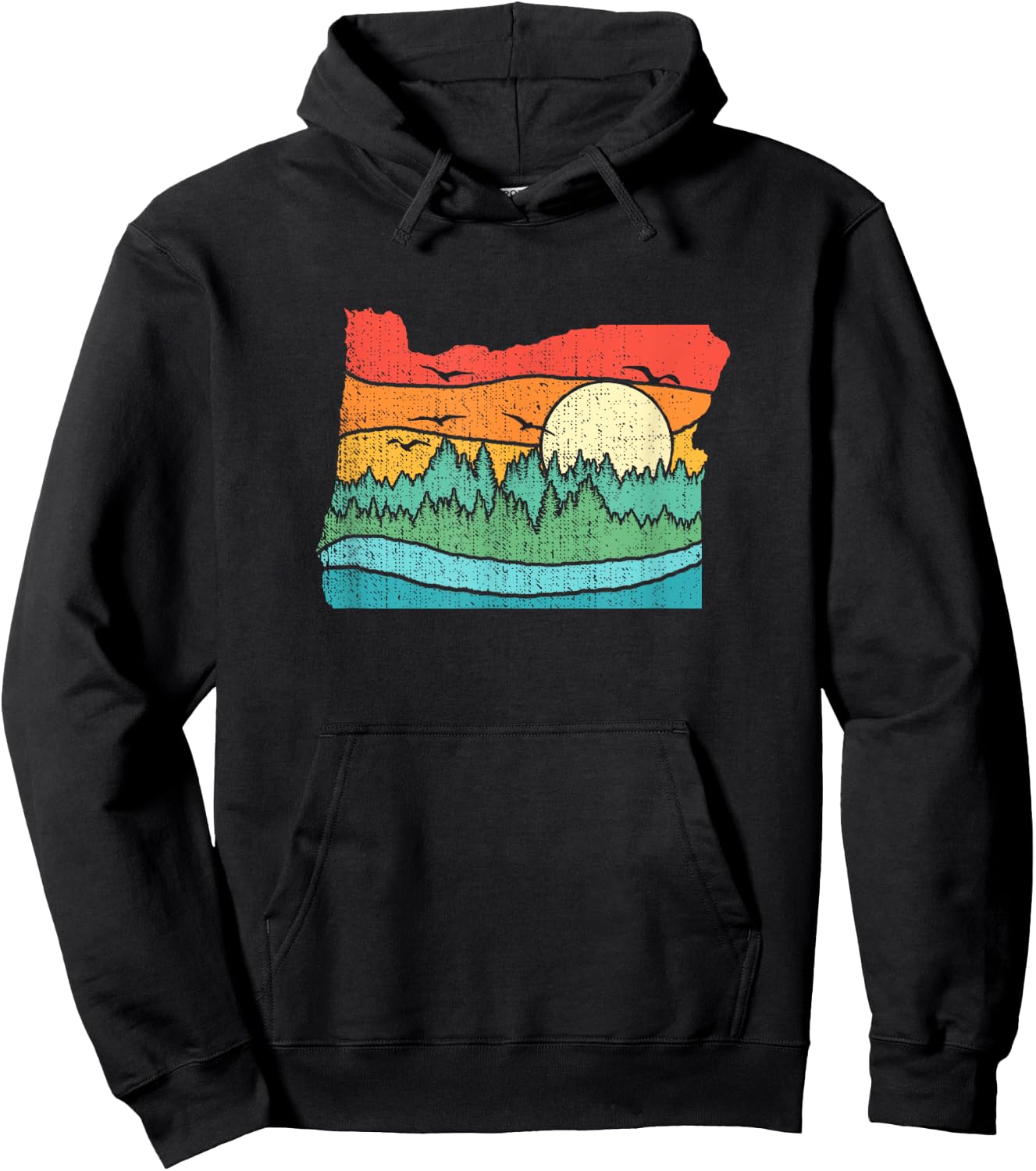 Retro Vintage Oregon Throwback distressed gift Hoodie - Hoodie | Black