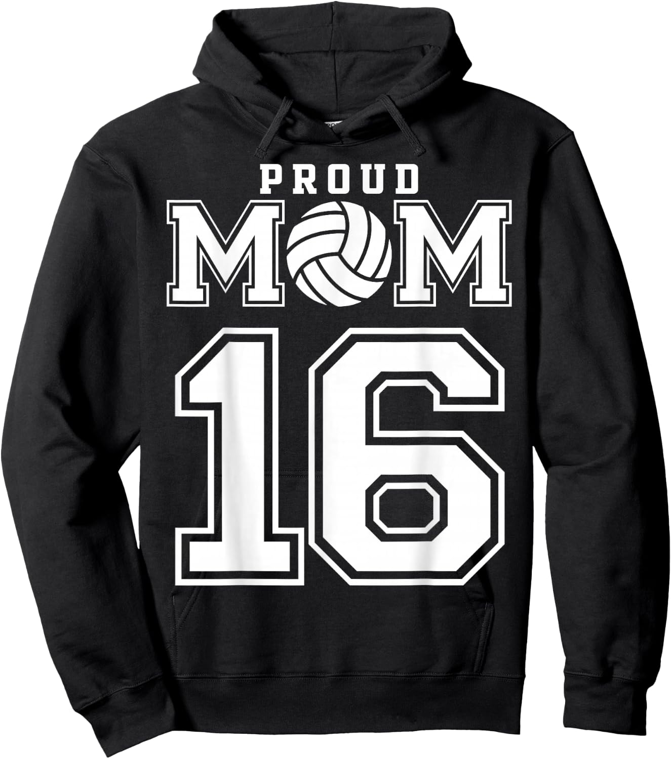 Custom Proud Volleyball Mom Number 16 Personalized Women Hoodie - Hoodie | Black