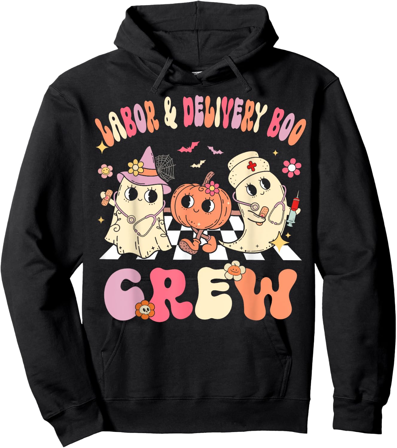 Labor & Delivery Boo Crew Funny Halloween Costume L&D Nurse Hoodie - Hoodie | Black