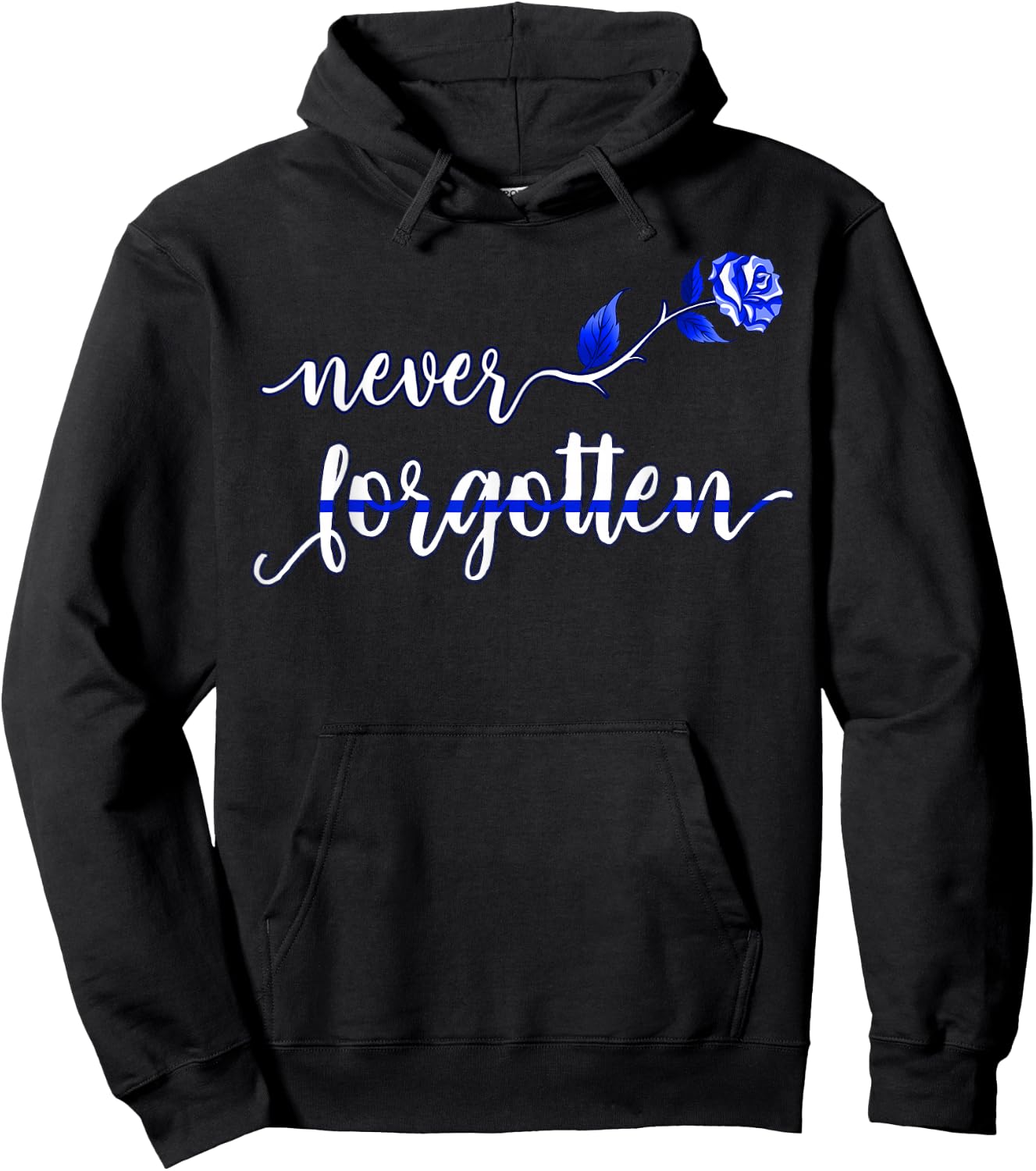 Thin Blue Line Flag Law Enforcement Officer Never forgotten Hoodie - Hoodie | Black
