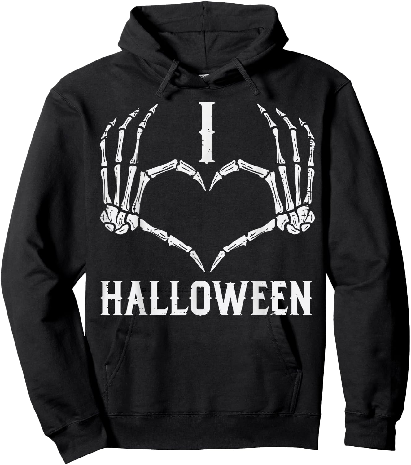 I Love Halloween Skeleton Hands Heart Cute Women Girls Kids Hoodie - Hoodie | Black