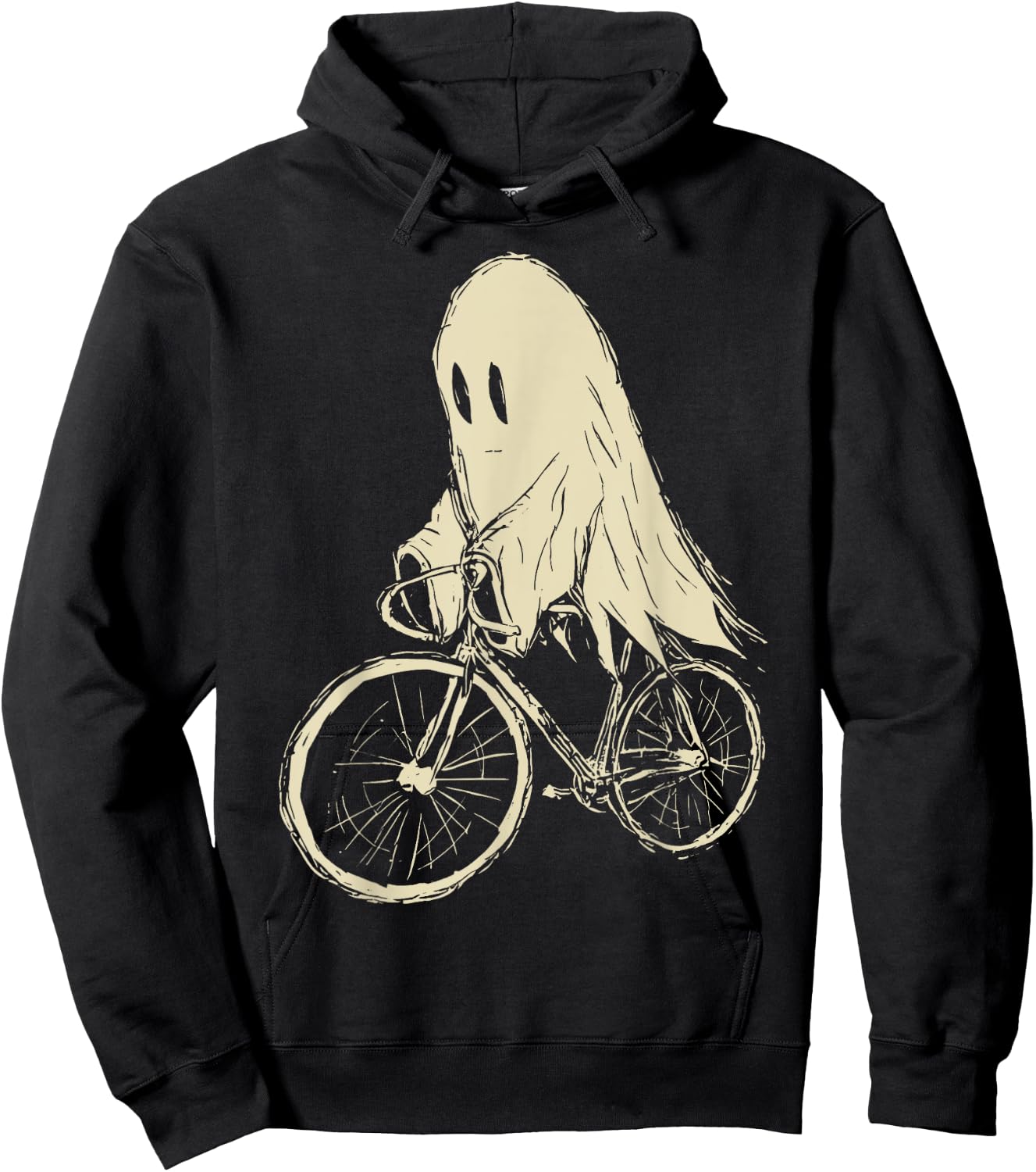 Vintage Ghost Riding Bicycle Cycing Biking Halloween Hoodie - Hoodie | Black