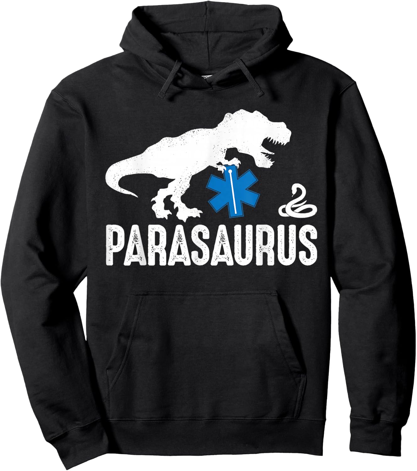 Parasaurus Funny Dinosaur Paramedic EMT Emergency Responder Hoodie - Hoodie | Black