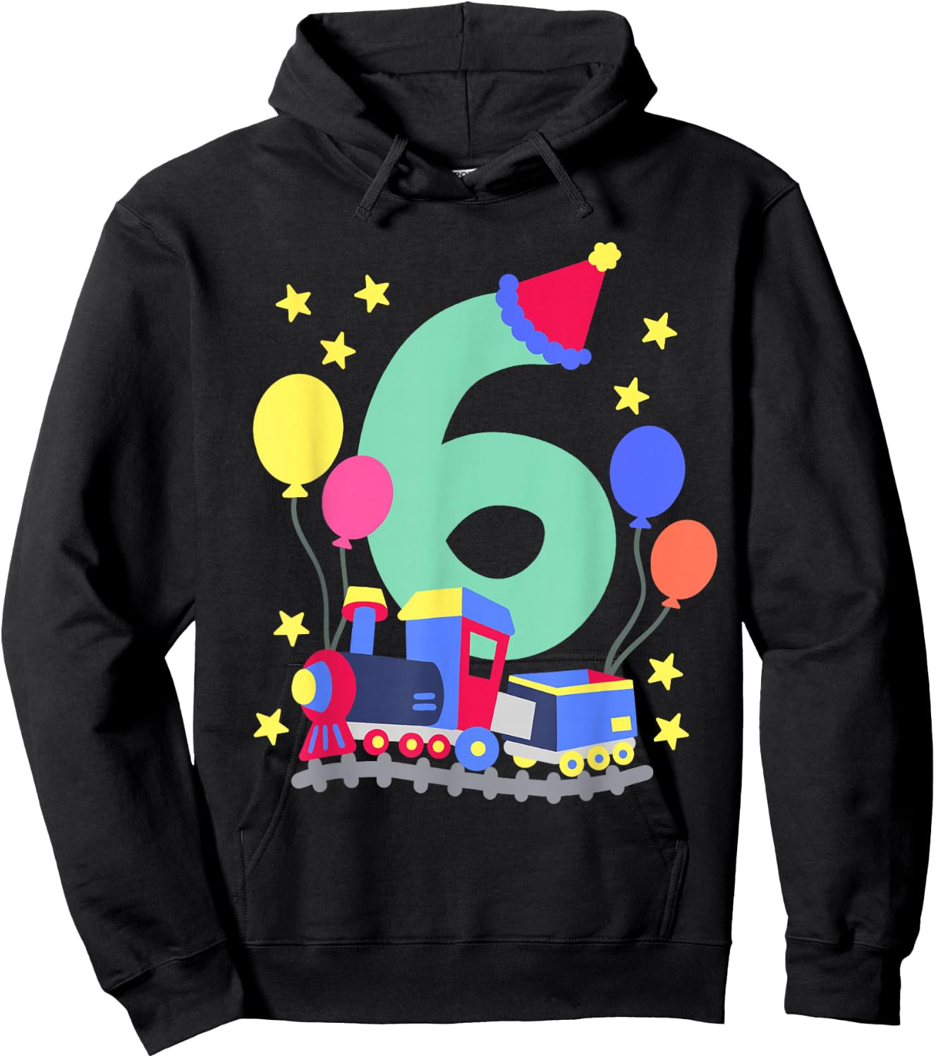 6th Birthday Train Lovers I'm 6 Boys Kids Six Years Old Hoodie - Hoodie | Black
