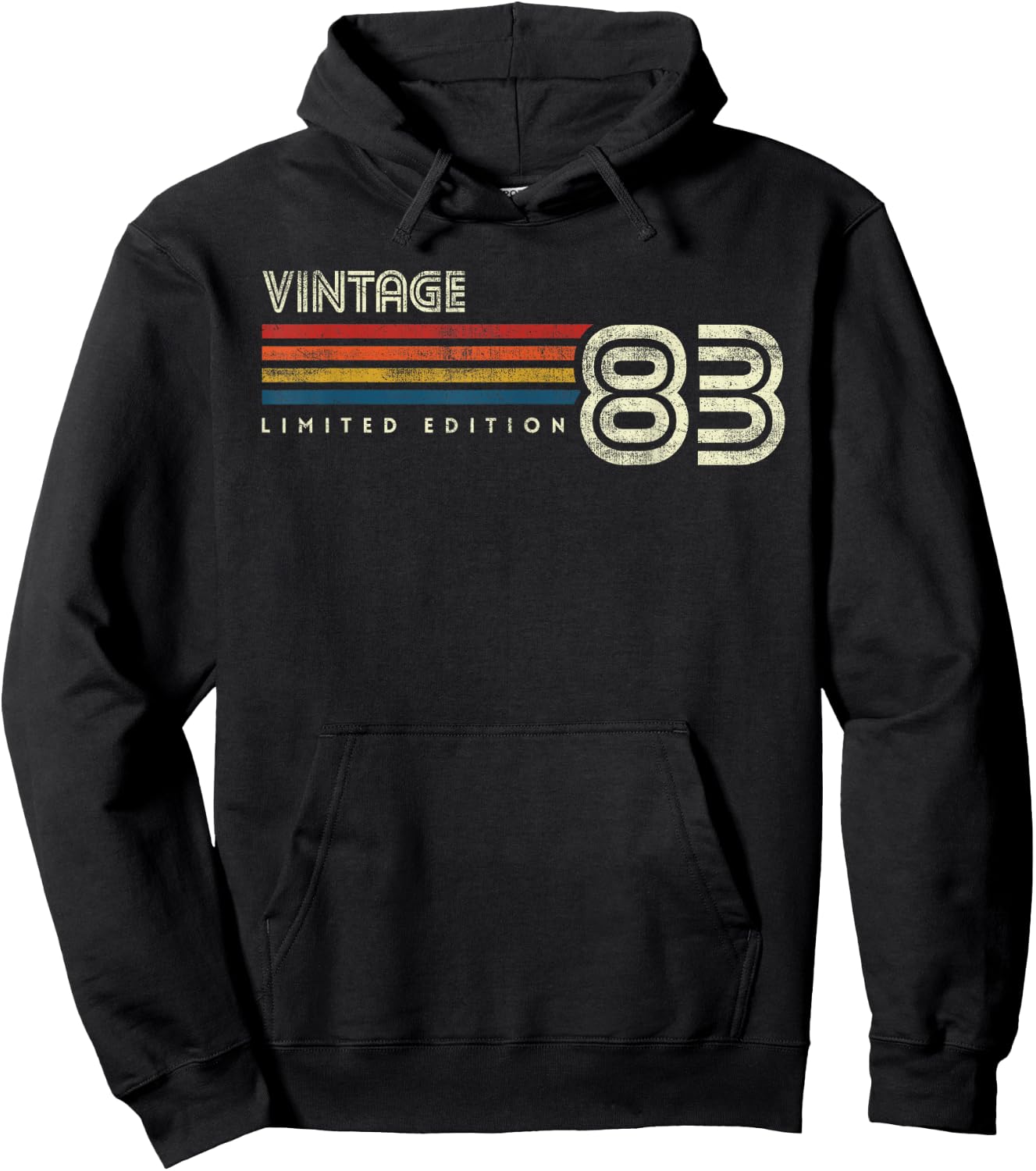 Vintage 1983 Chest Stripe 40 Birthday Hoodie - Hoodie | Black