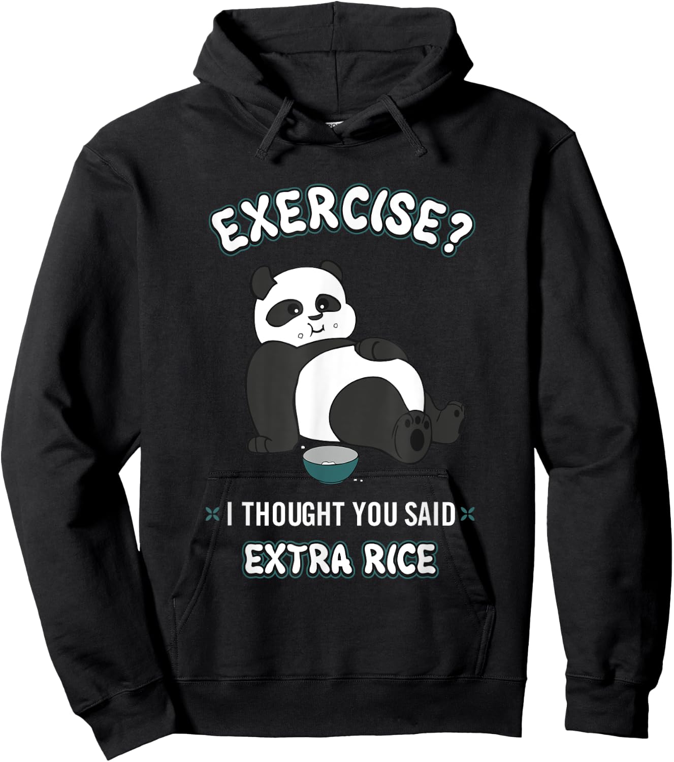 BCC Funny Panda Shirts & Panda Bear Gifts -Adults, Kids Black Sushi Panda Exercise I Thought You Said Extra Rice Hoodie - Hoodie | Black