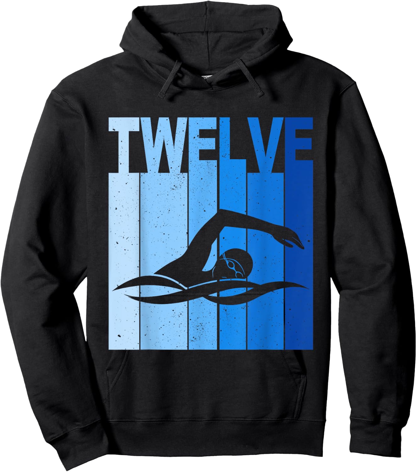 12th Birthday Swimming 12 Year Old Birthday Swimmer Hoodie - Hoodie | Black