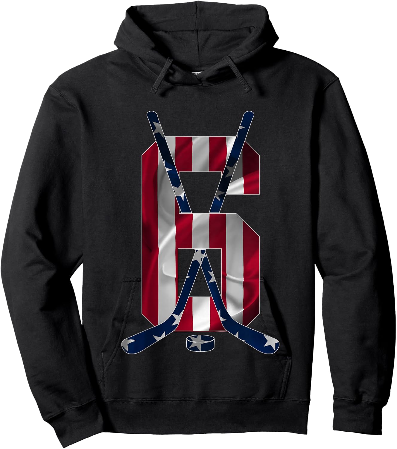 Number 6 Years Ice Hockey 6th Birthday Hoodie - Hoodie | Black