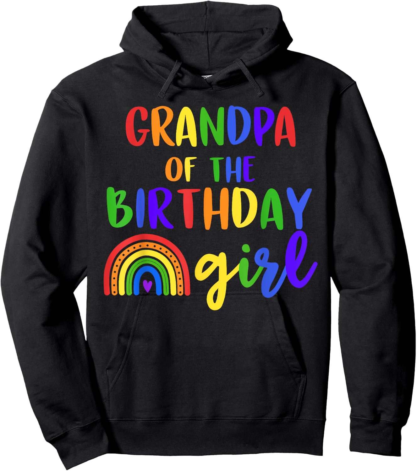 Grandpa Of The Birthday Girl Rainbow Birthday Matching Hoodie - Hoodie | Black