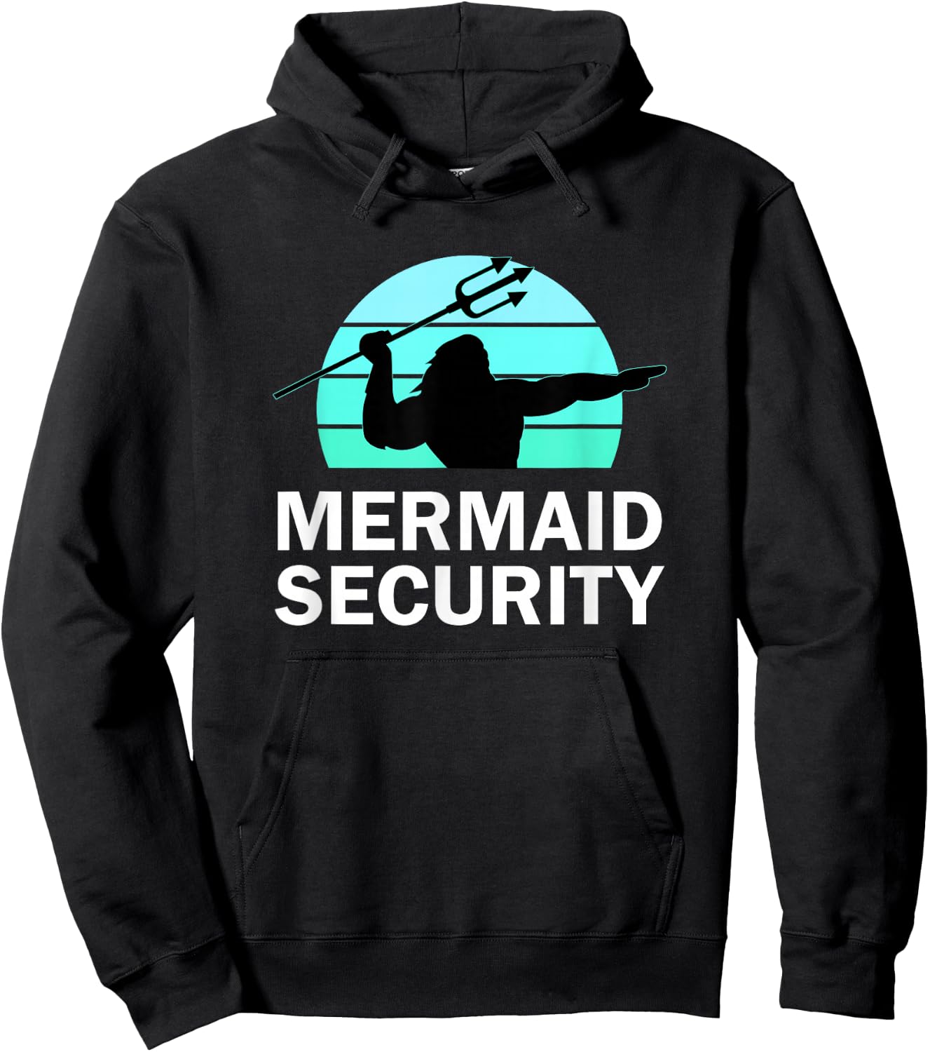 Mermaid Security Boys Swimmer Dad Merdad Trident Hoodie - Hoodie | Black