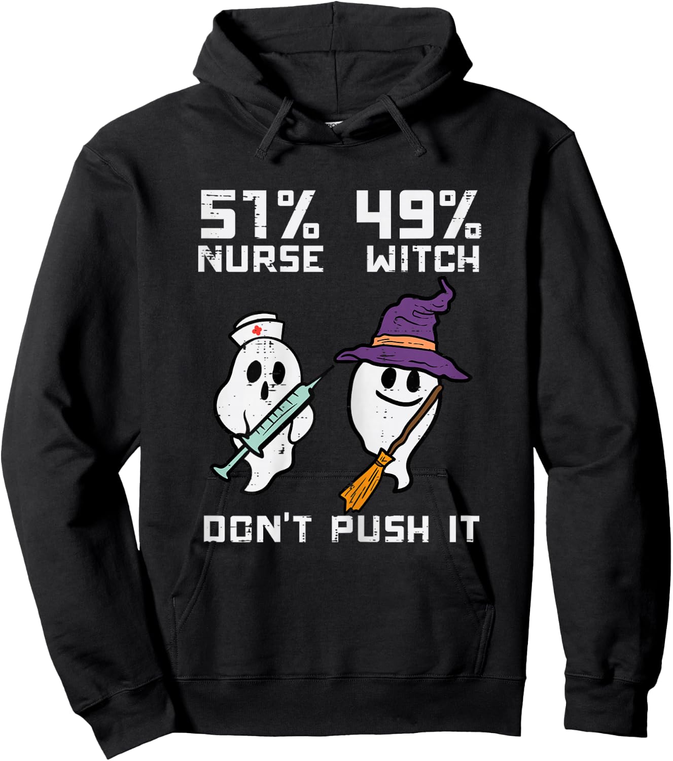 Halloween 51 Percent Nurse Witch Fun Costume Scrub Top Women Hoodie - Hoodie | Black