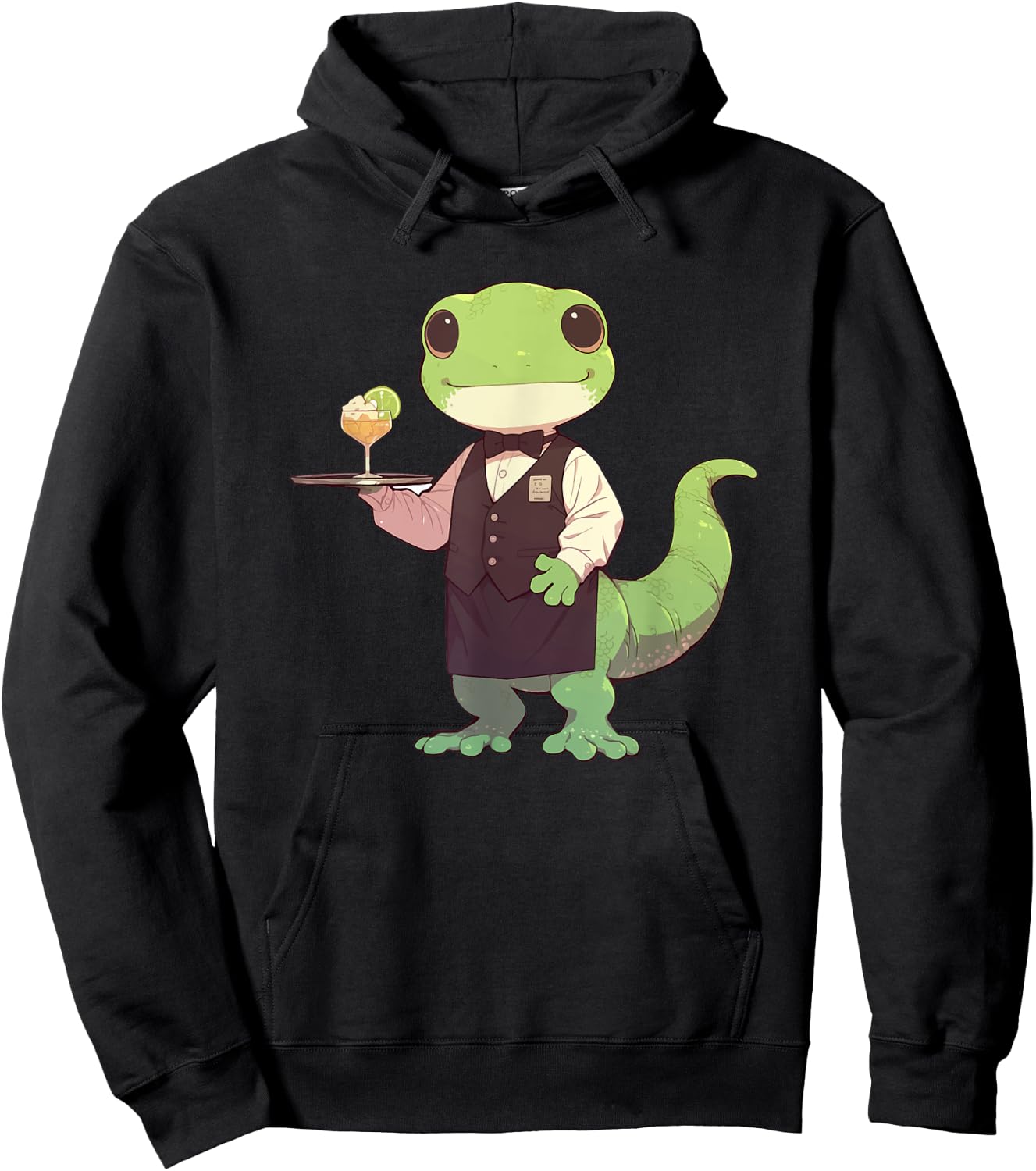 Lizard Restaurant Waiter Gecko Wildlife Animal Hoodie - Hoodie | Black