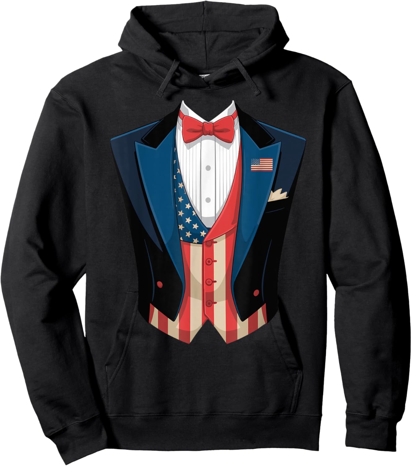 American Flag Tuxedo Costume Funny 4th of July USA Hoodie - Hoodie | Black